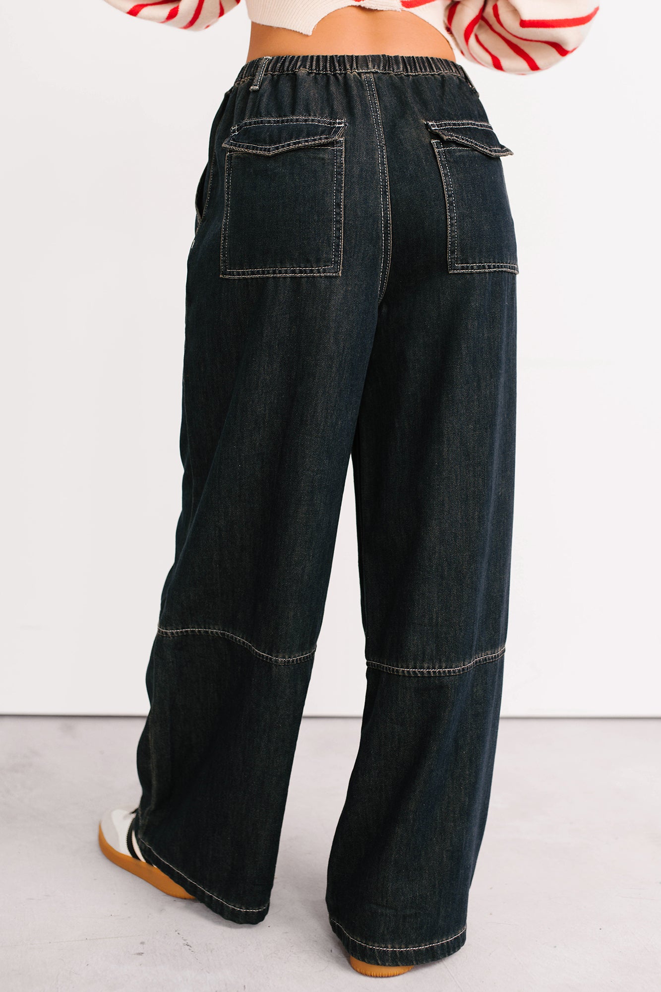 Chill Energy Wide Leg Drawstring Pants (Grey Denim)-The Formal Wear