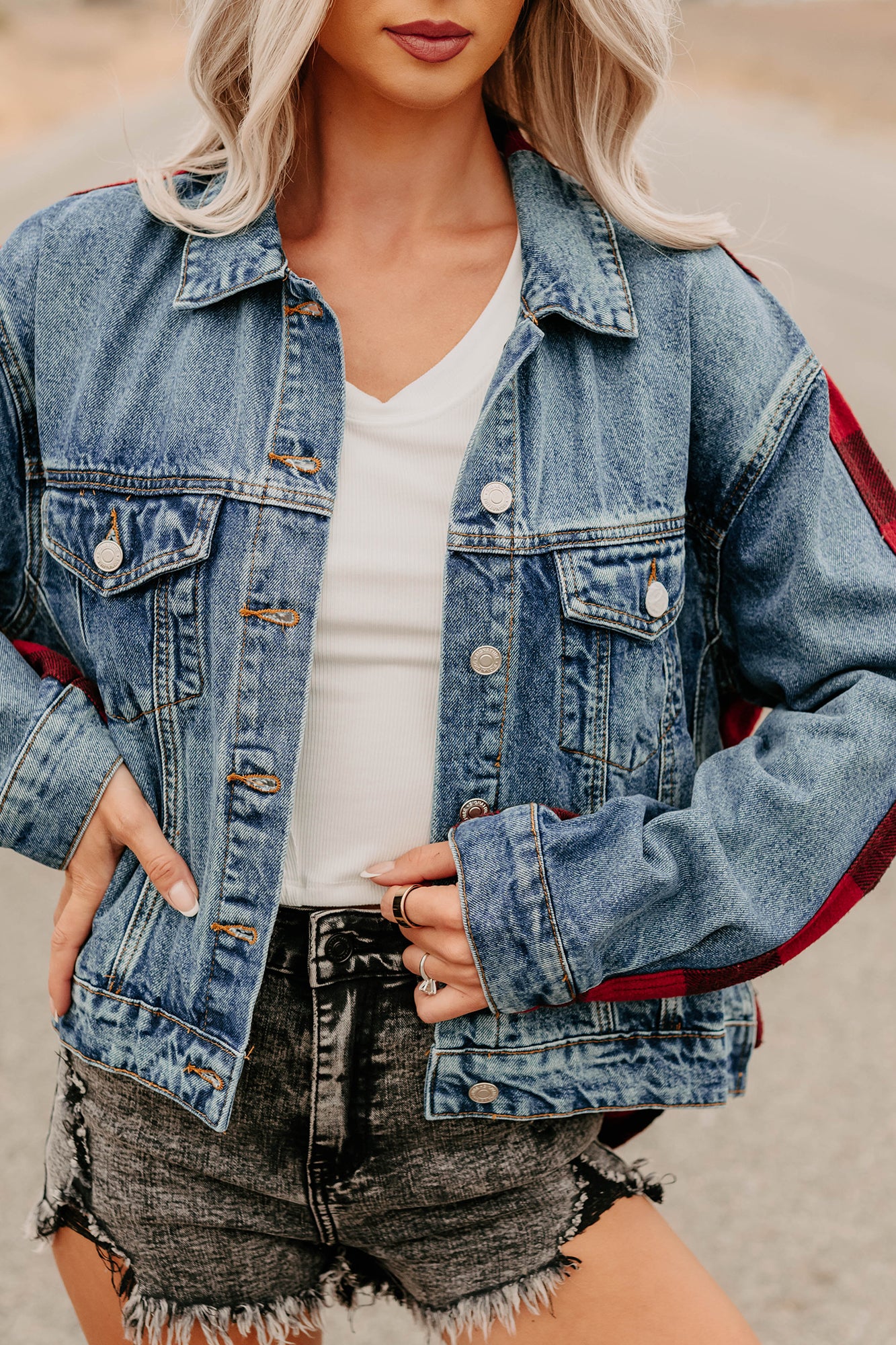 No Apologies Signature 8 Denim Plaid Jacket (Dark Wash)-The Formal Wear