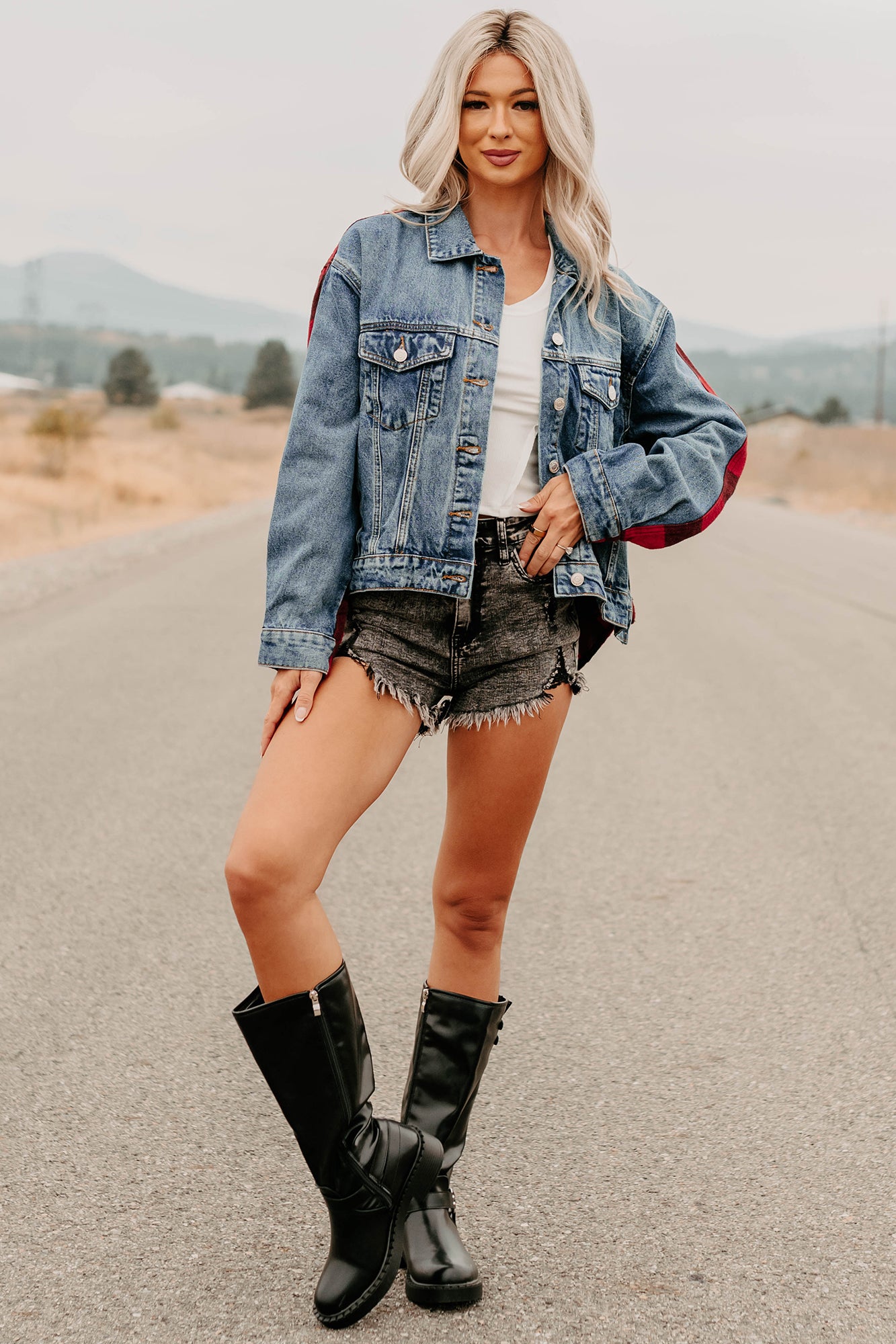 No Apologies Signature 8 Denim Plaid Jacket (Dark Wash)-The Formal Wear