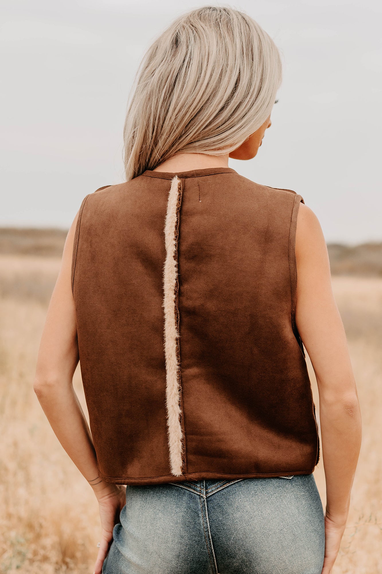 Mountain Muse Faux Suede Vest (Chocolate)-The Formal Wear