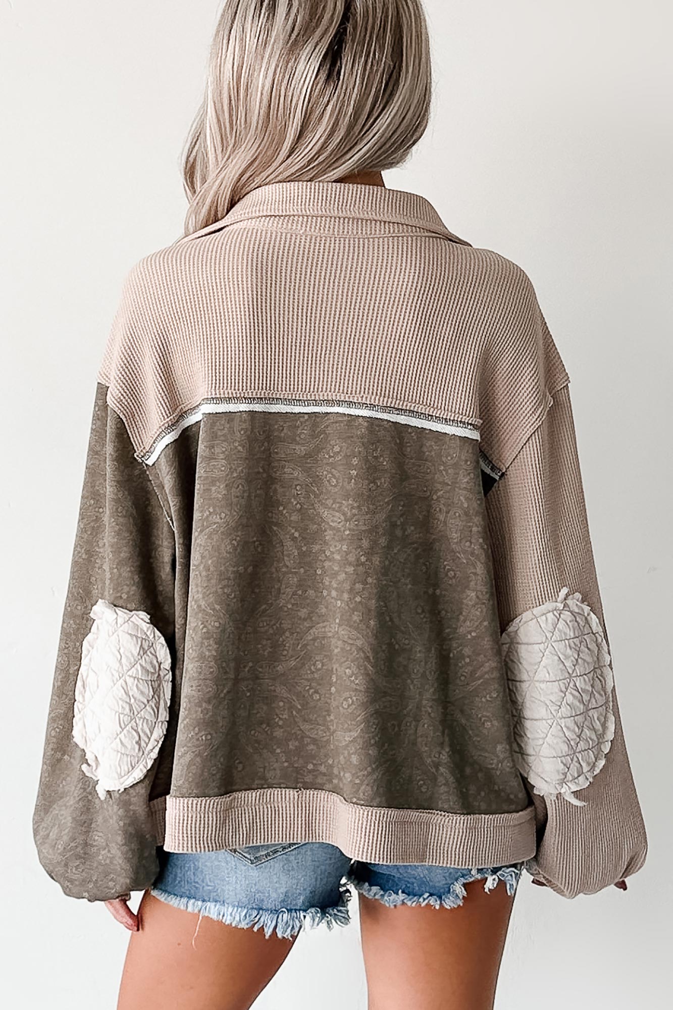 Ever Present Patchwork Quilt POL Jacket (Beige/Multi)-The Formal Wear