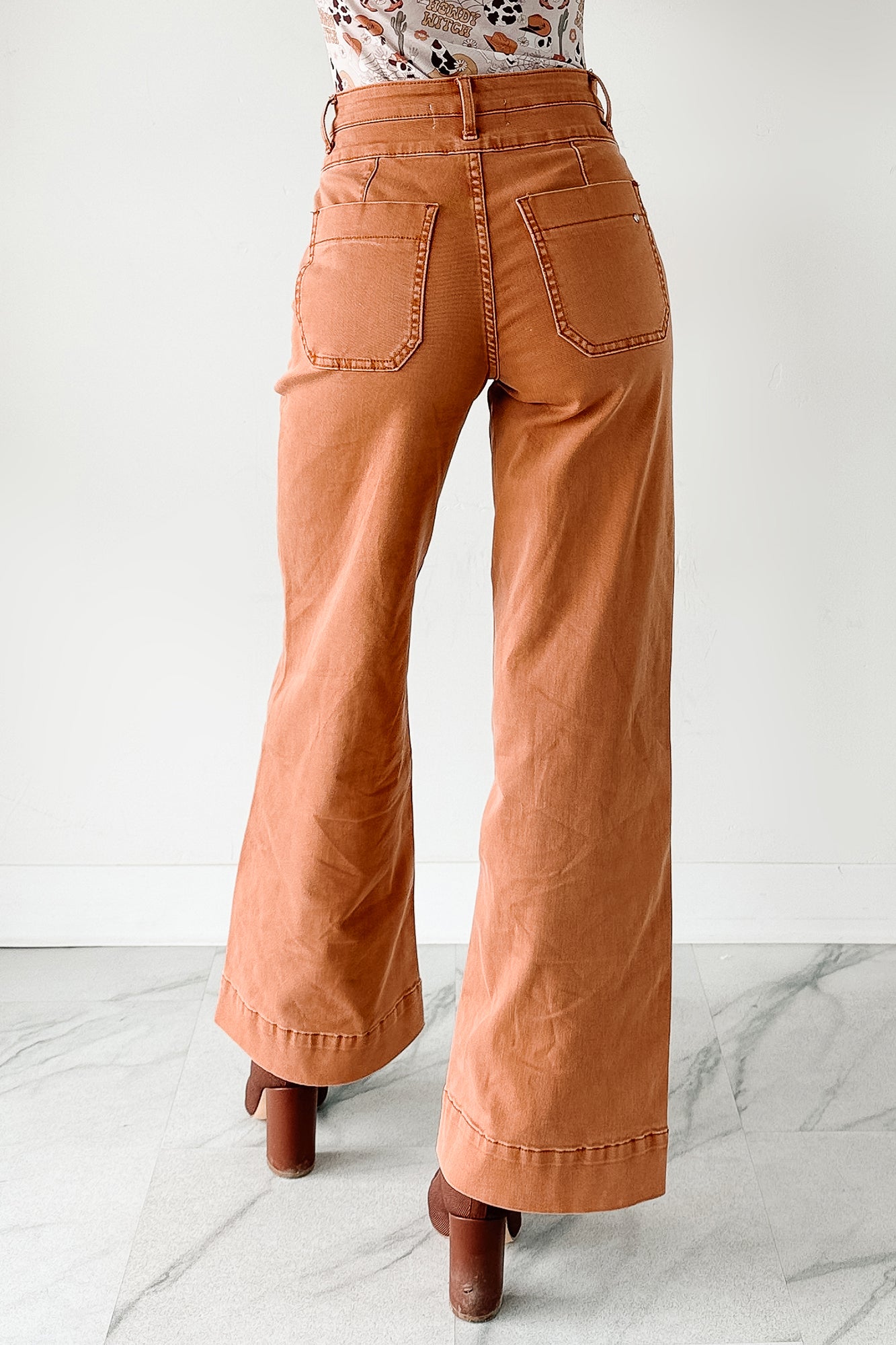 Henley Wide Leg Mica Denim Jeans (Cinnamon)-The Formal Wear