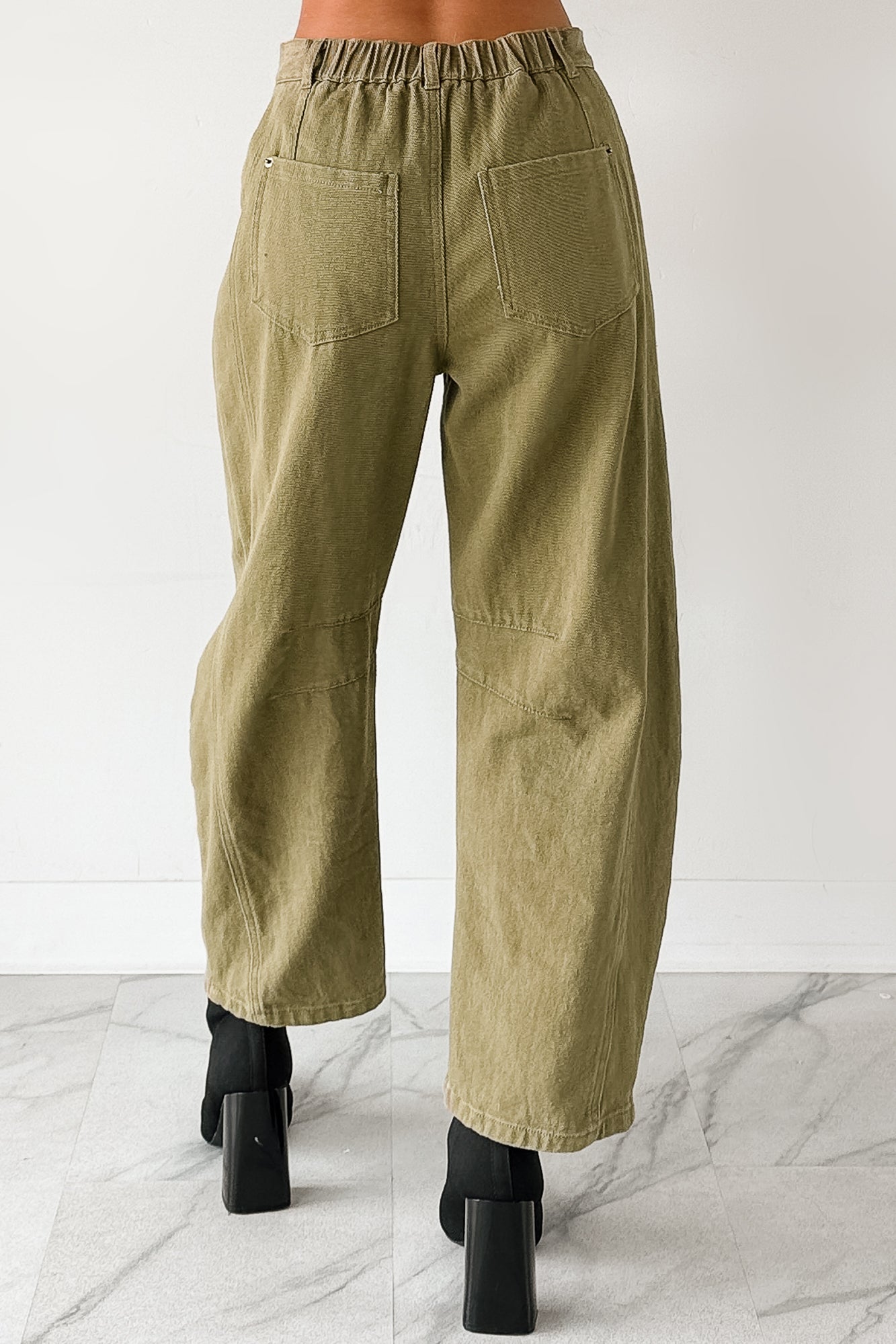 Hansen Hight Rise Barrel Jeans (Olive)-The Formal Wear