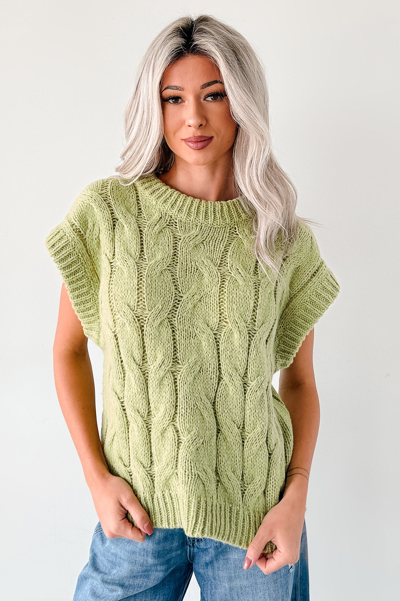 Don't Envy Me Cable Knit Sweater Vest (Fern)-The Formal Wear