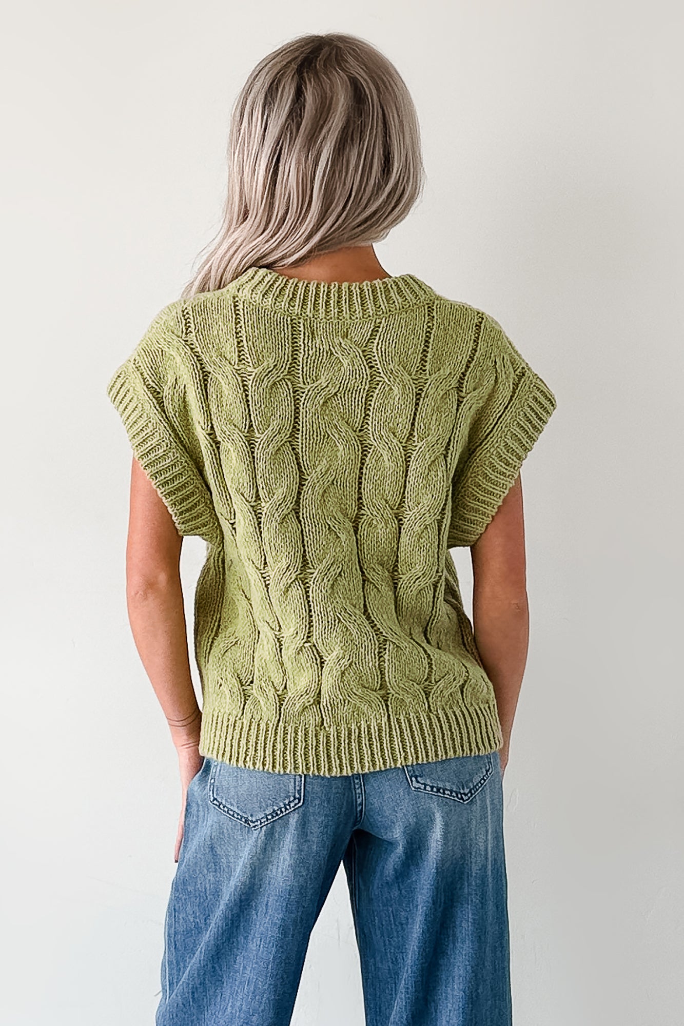 Don't Envy Me Cable Knit Sweater Vest (Fern)-The Formal Wear