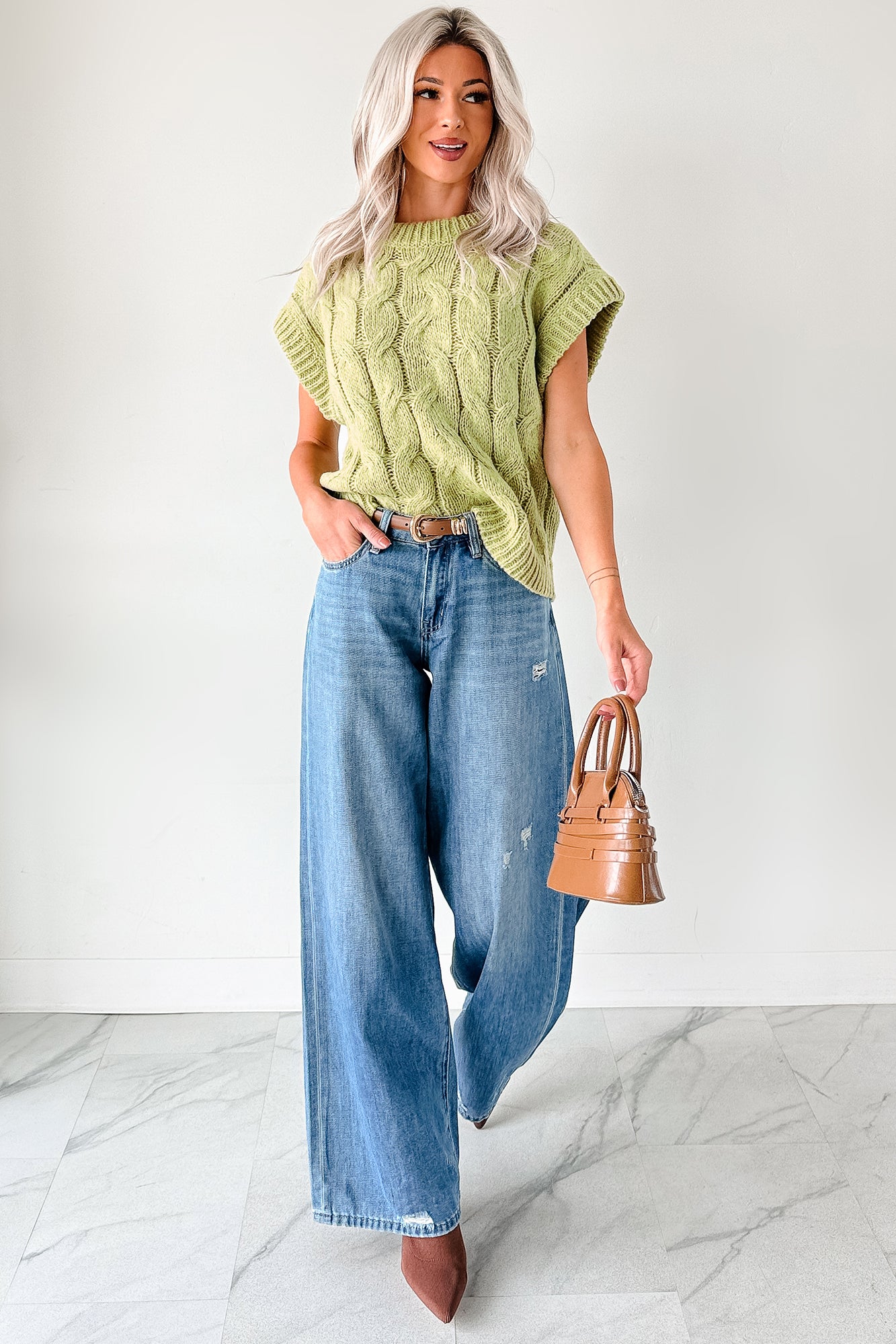 Don't Envy Me Cable Knit Sweater Vest (Fern)-The Formal Wear