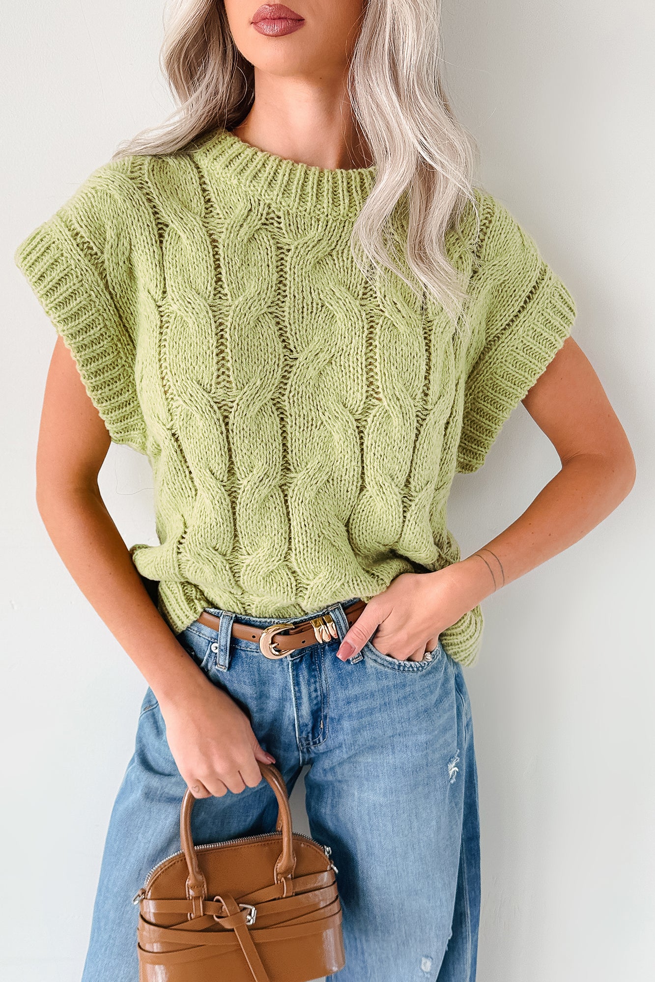 Don't Envy Me Cable Knit Sweater Vest (Fern)-The Formal Wear