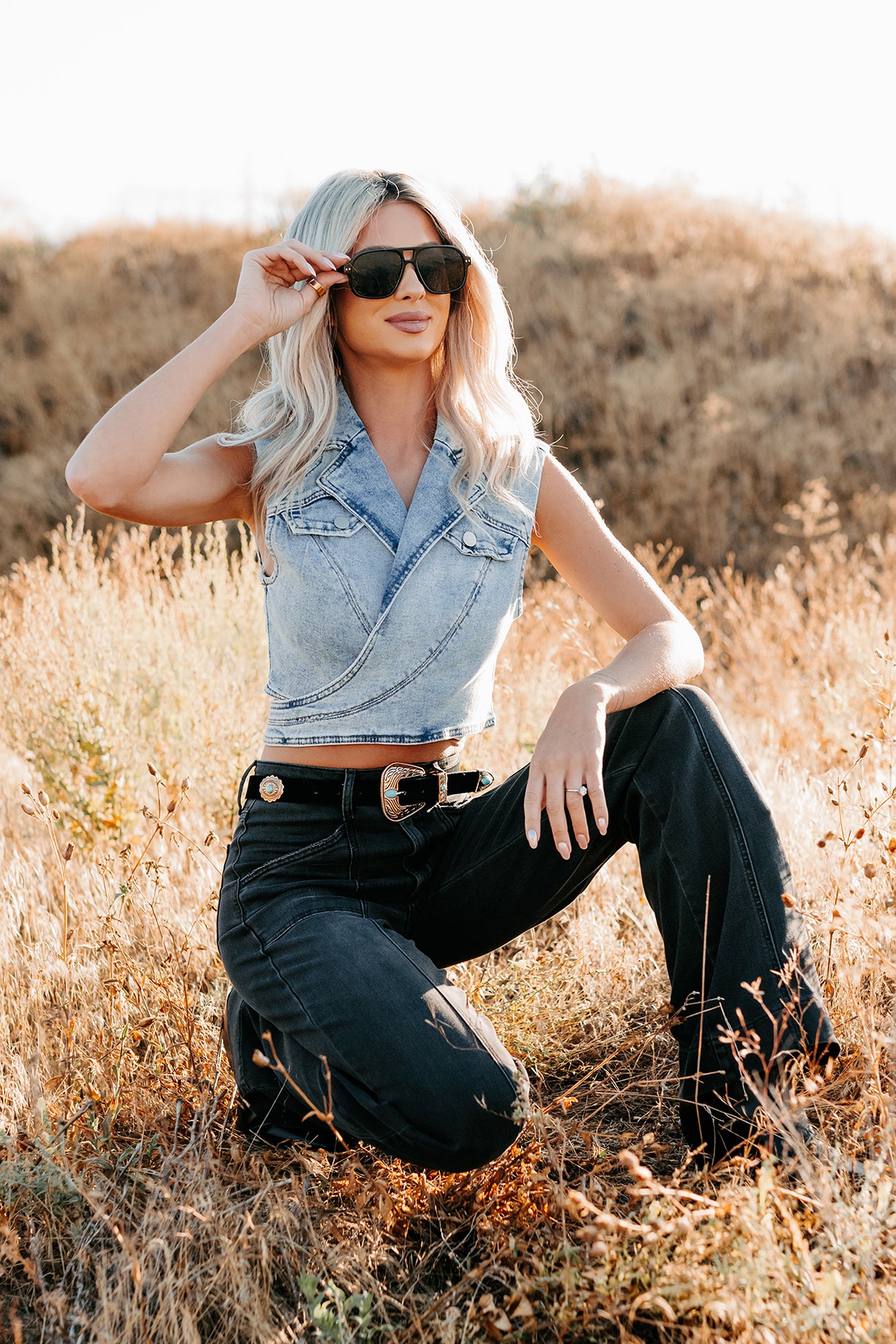 Chasing You Denim Wrap Vest (Light)-The Formal Wear