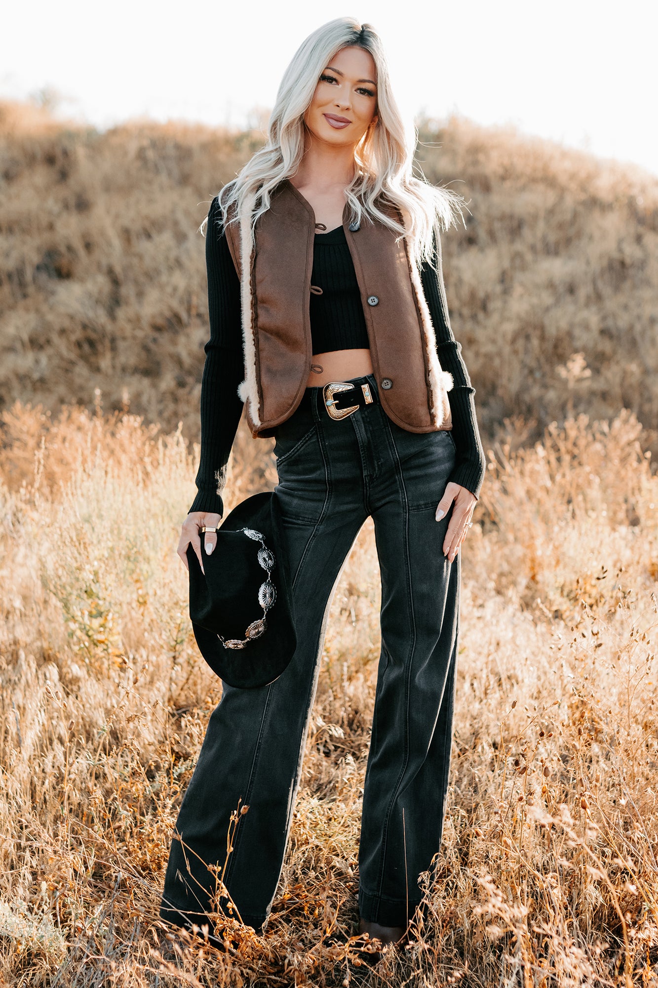 Mountain Muse Faux Suede Vest (Chocolate)-The Formal Wear