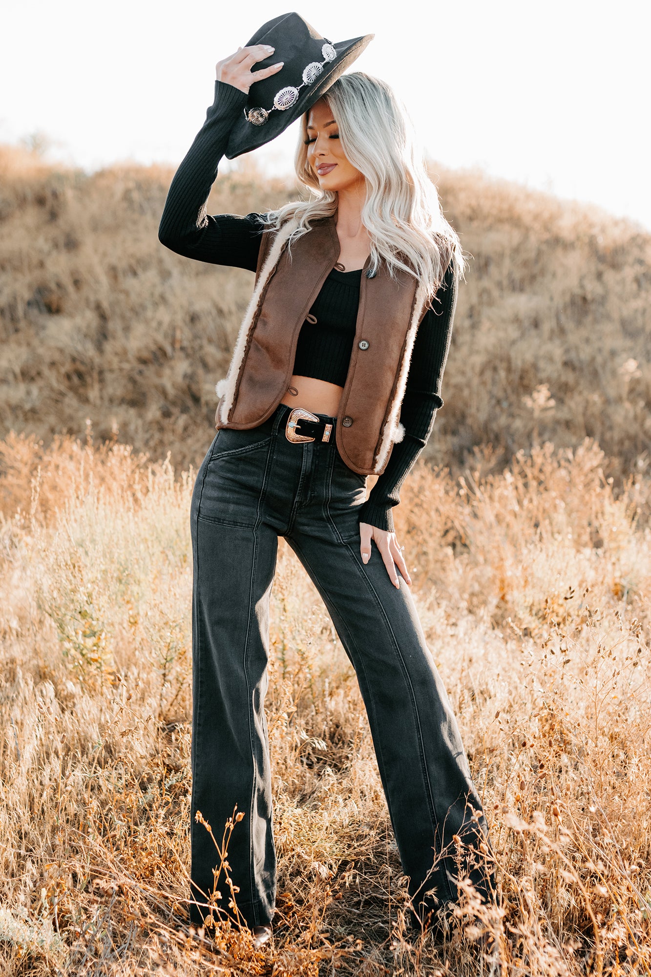 Mountain Muse Faux Suede Vest (Chocolate)-The Formal Wear