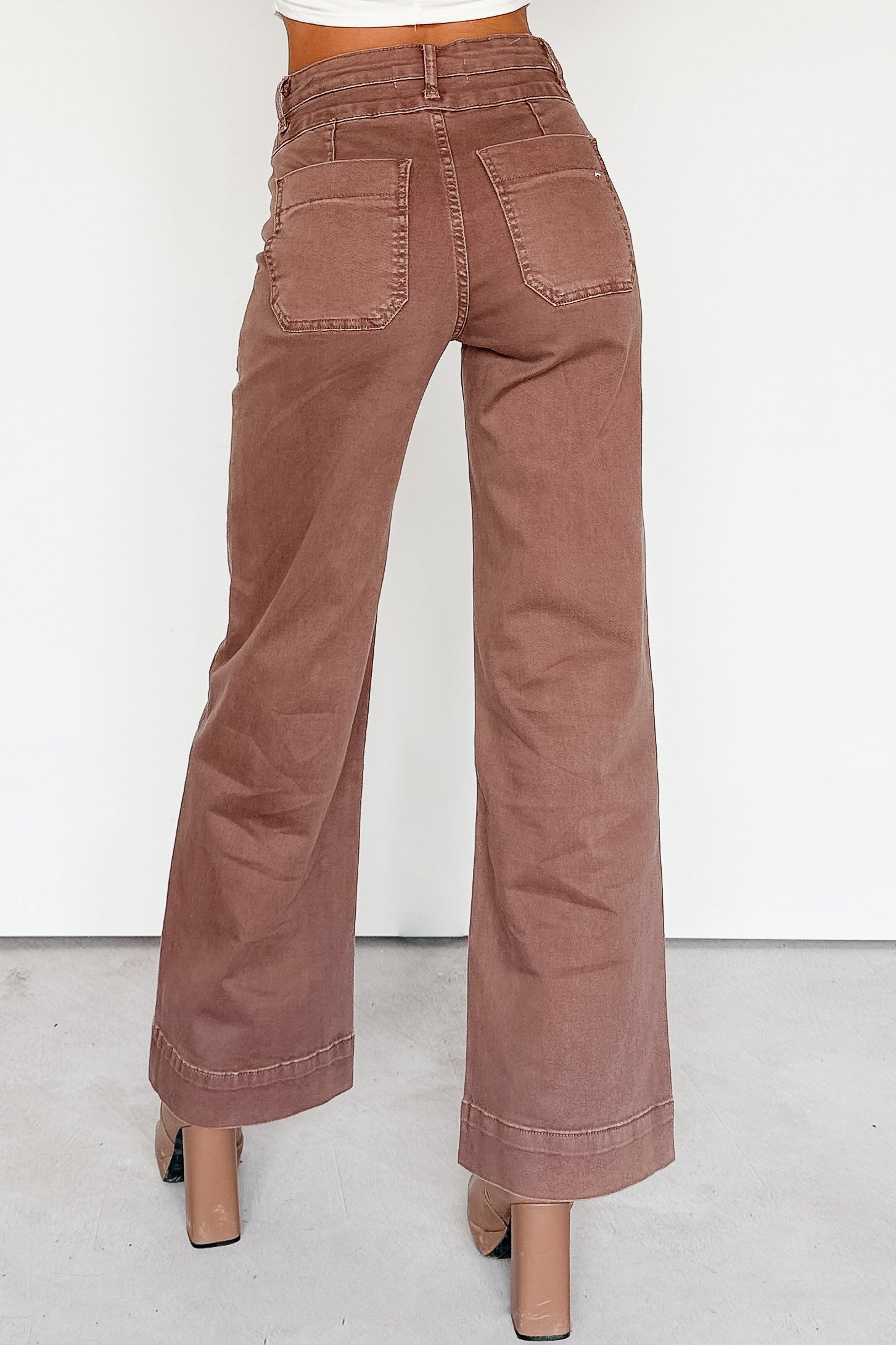 Henley Wide Leg Mica Denim Jeans (Cocoa)-The Formal Wear