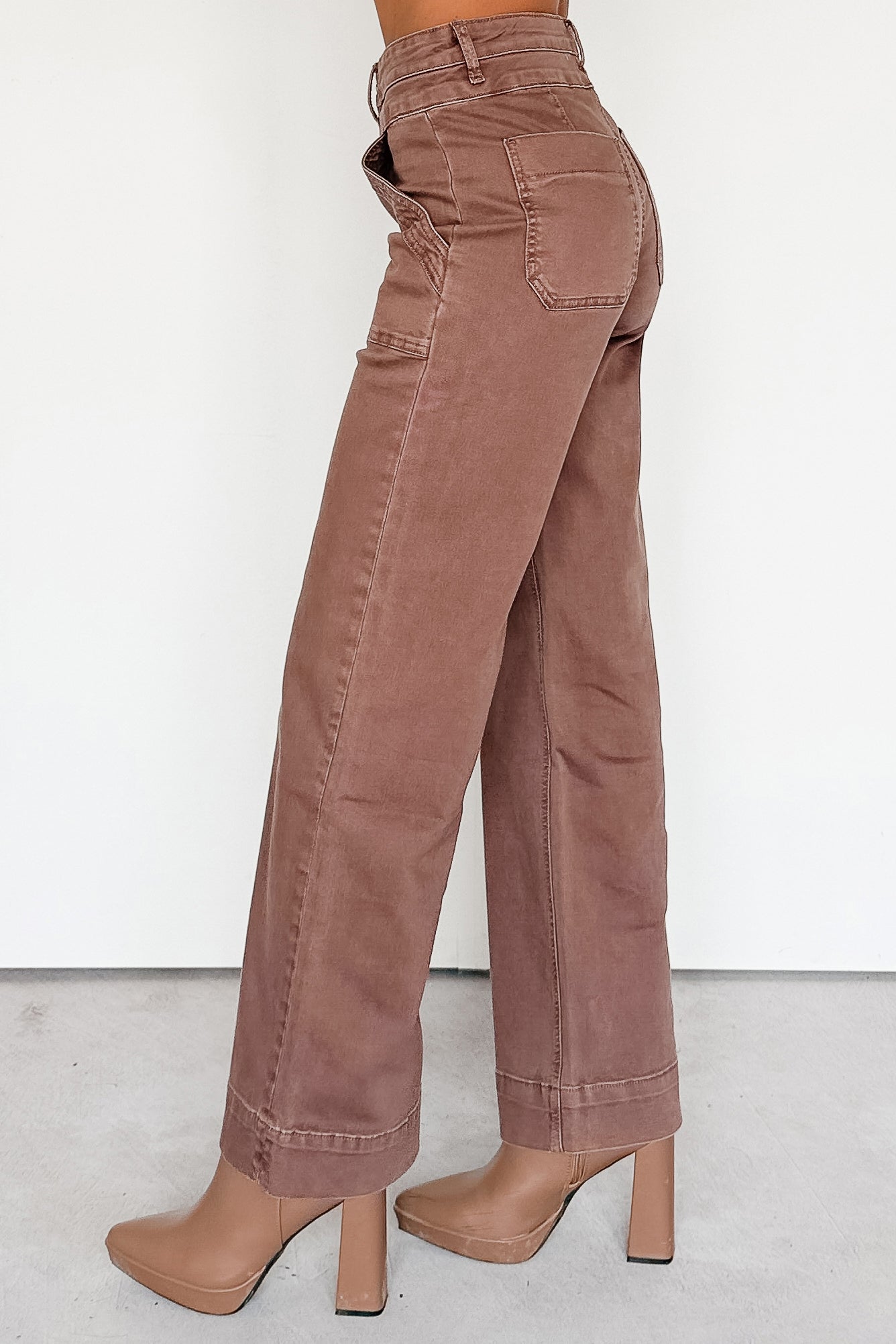Henley Wide Leg Mica Denim Jeans (Cocoa)-The Formal Wear