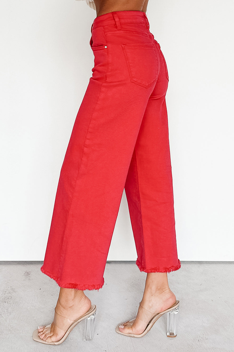 Walter High Rise Wide Crop Risen Jeans (Scarlet)-The Formal Wear