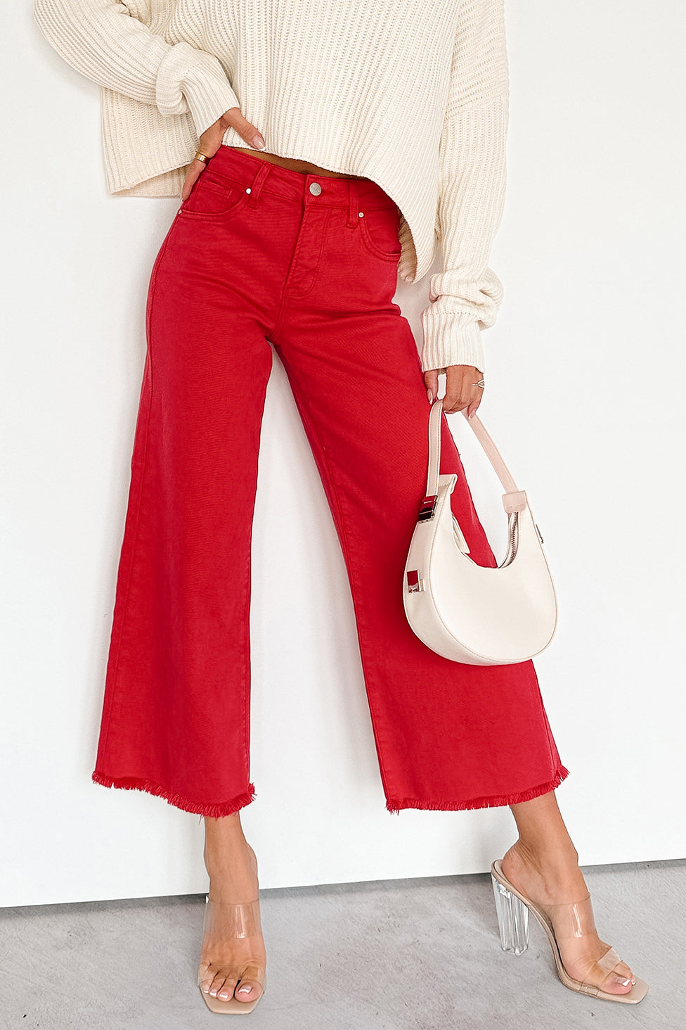 Walter High Rise Wide Crop Risen Jeans (Scarlet)-The Formal Wear