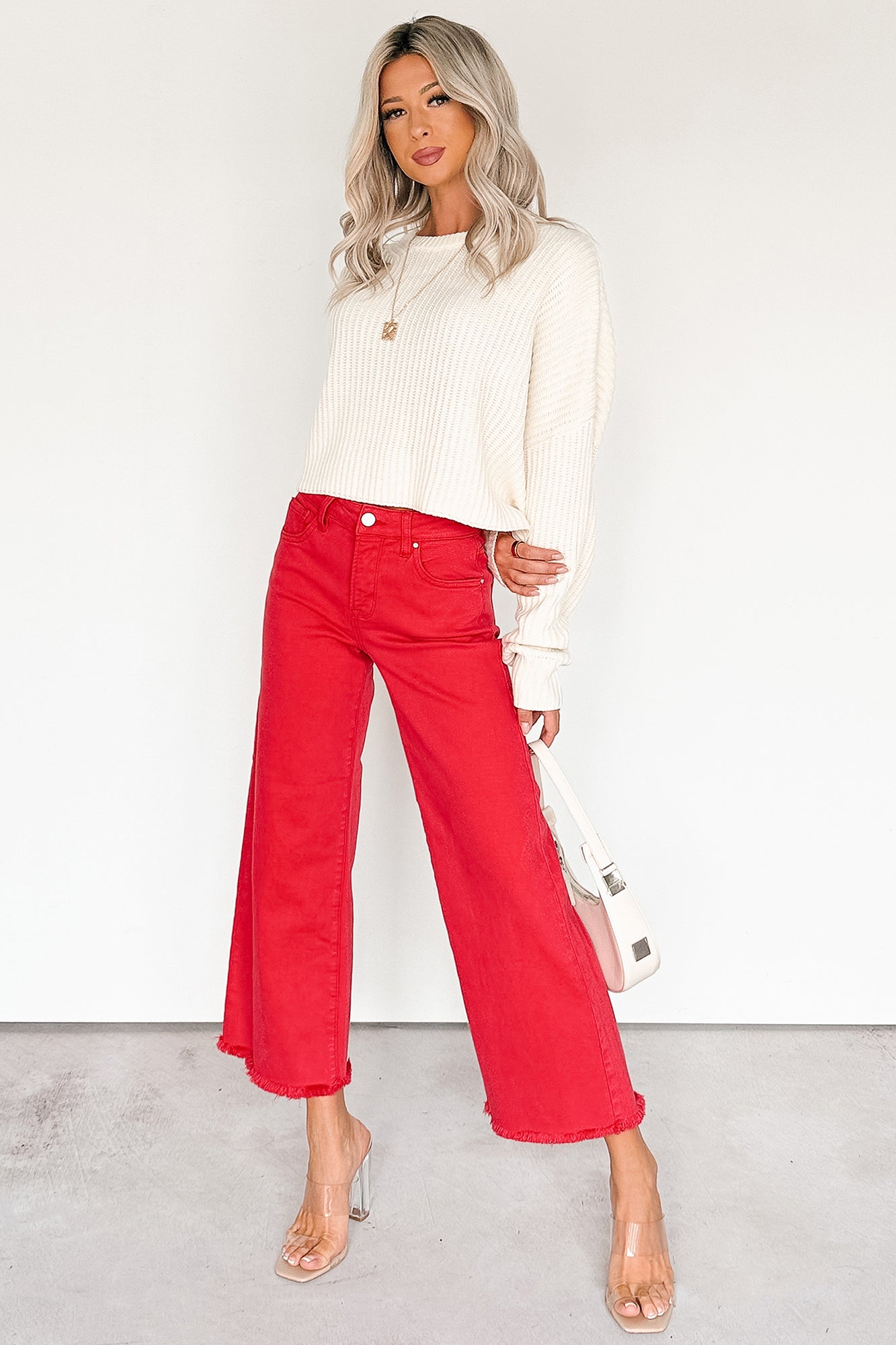 Walter High Rise Wide Crop Risen Jeans (Scarlet)-The Formal Wear