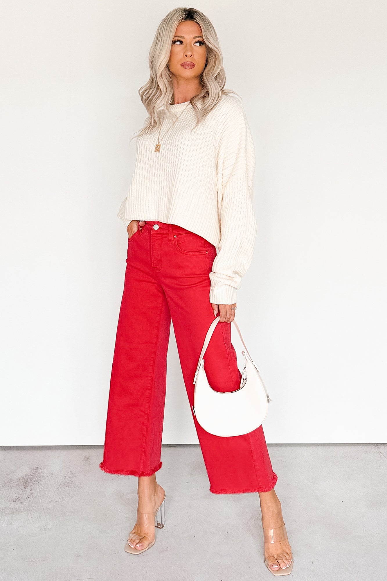 Walter High Rise Wide Crop Risen Jeans (Scarlet)-The Formal Wear