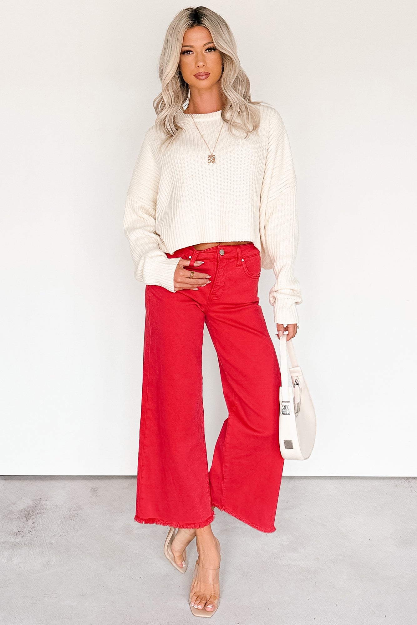 Walter High Rise Wide Crop Risen Jeans (Scarlet)-The Formal Wear