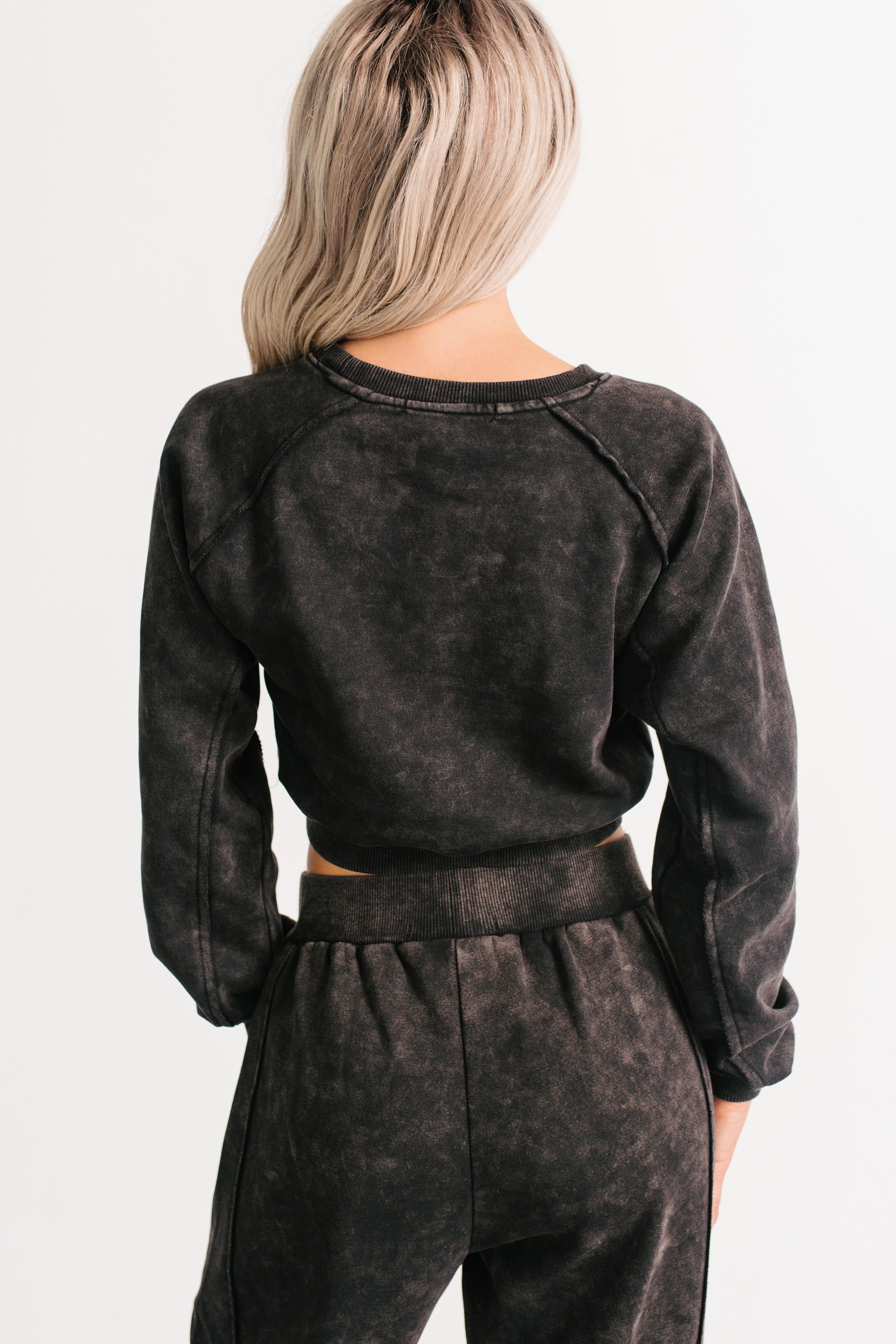 Moments Of Coziness Mineral Wash Lounge Set (Black)-The Formal Wear