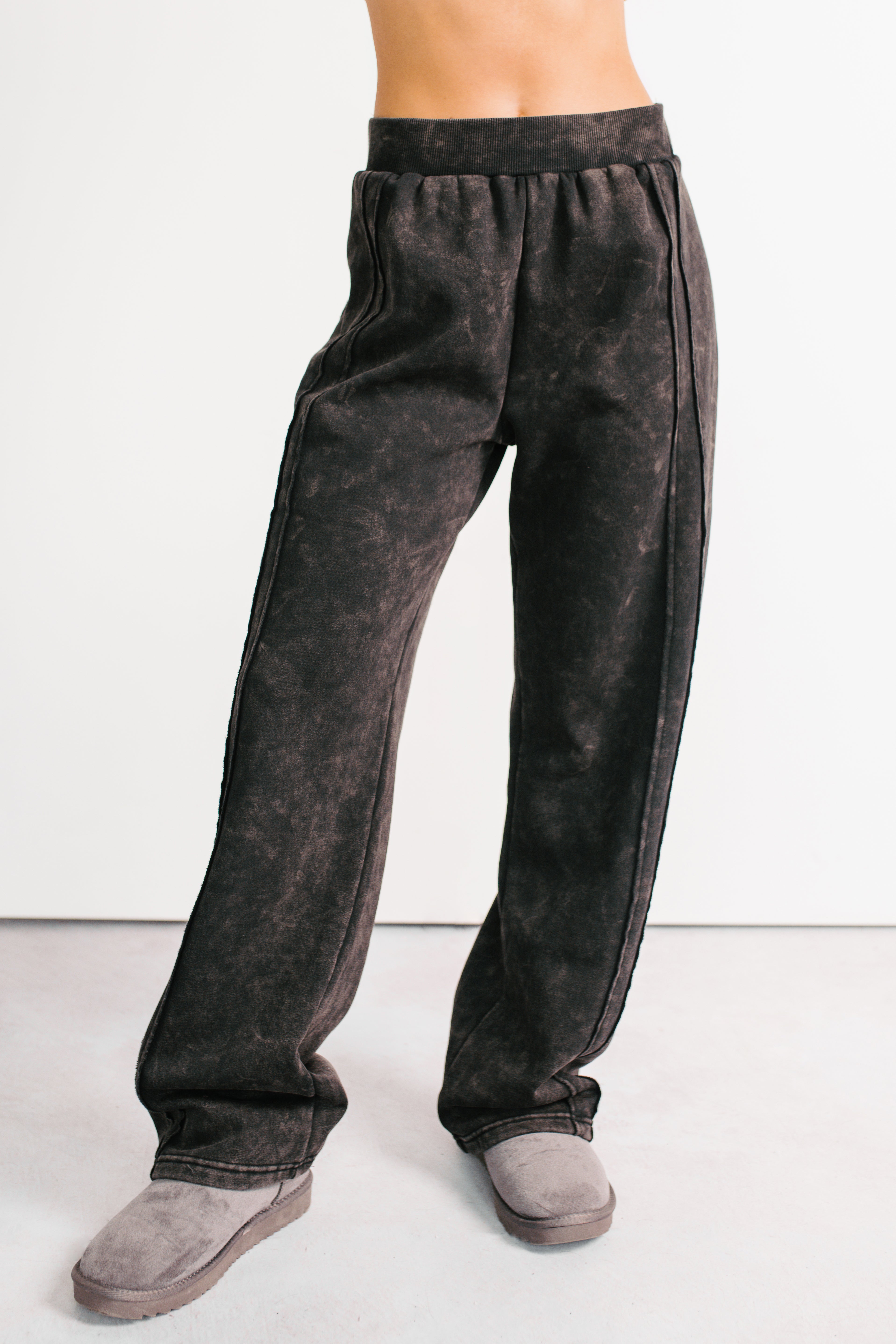 Moments Of Coziness Mineral Wash Lounge Set (Black)-The Formal Wear