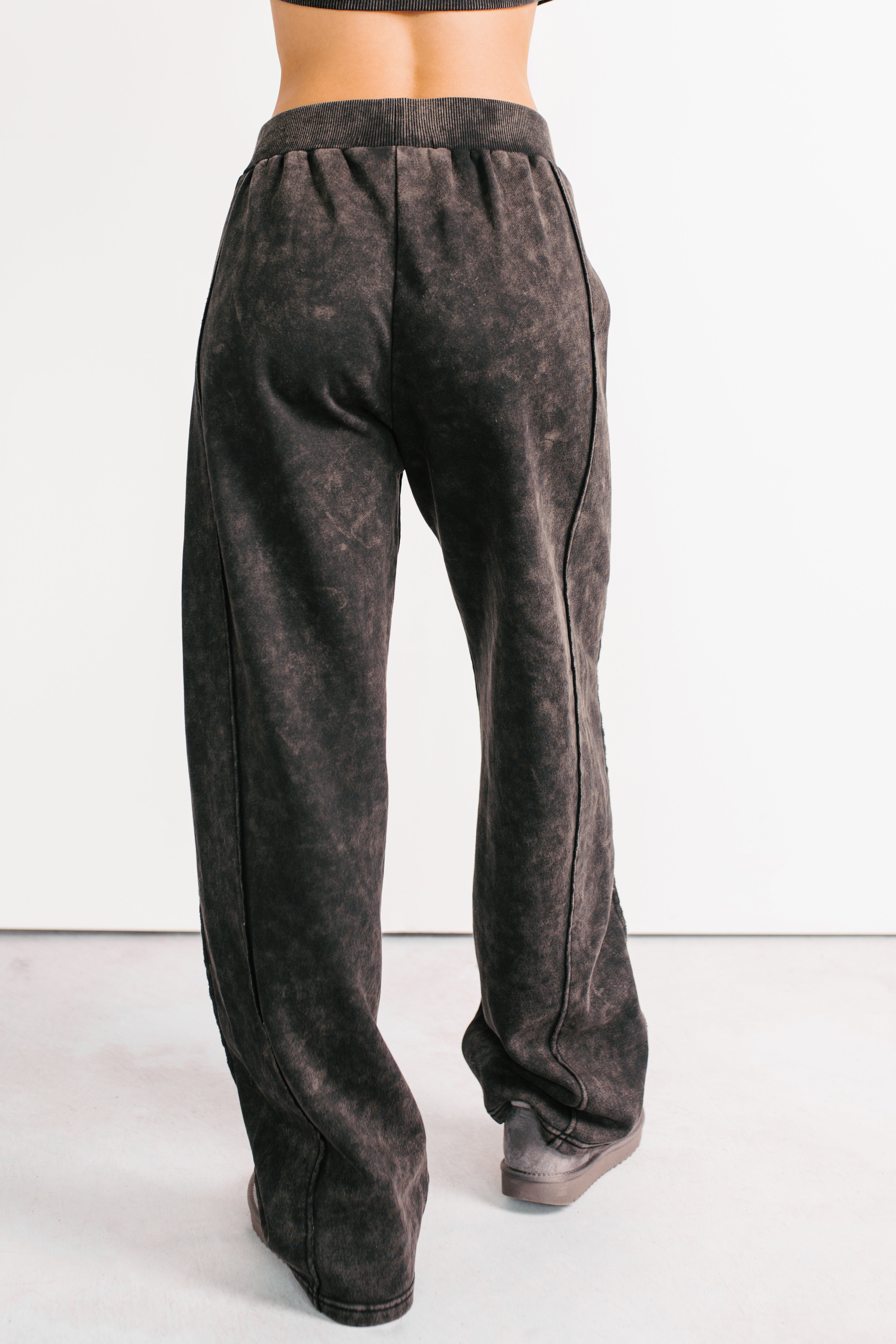 Moments Of Coziness Mineral Wash Lounge Set (Black)-The Formal Wear