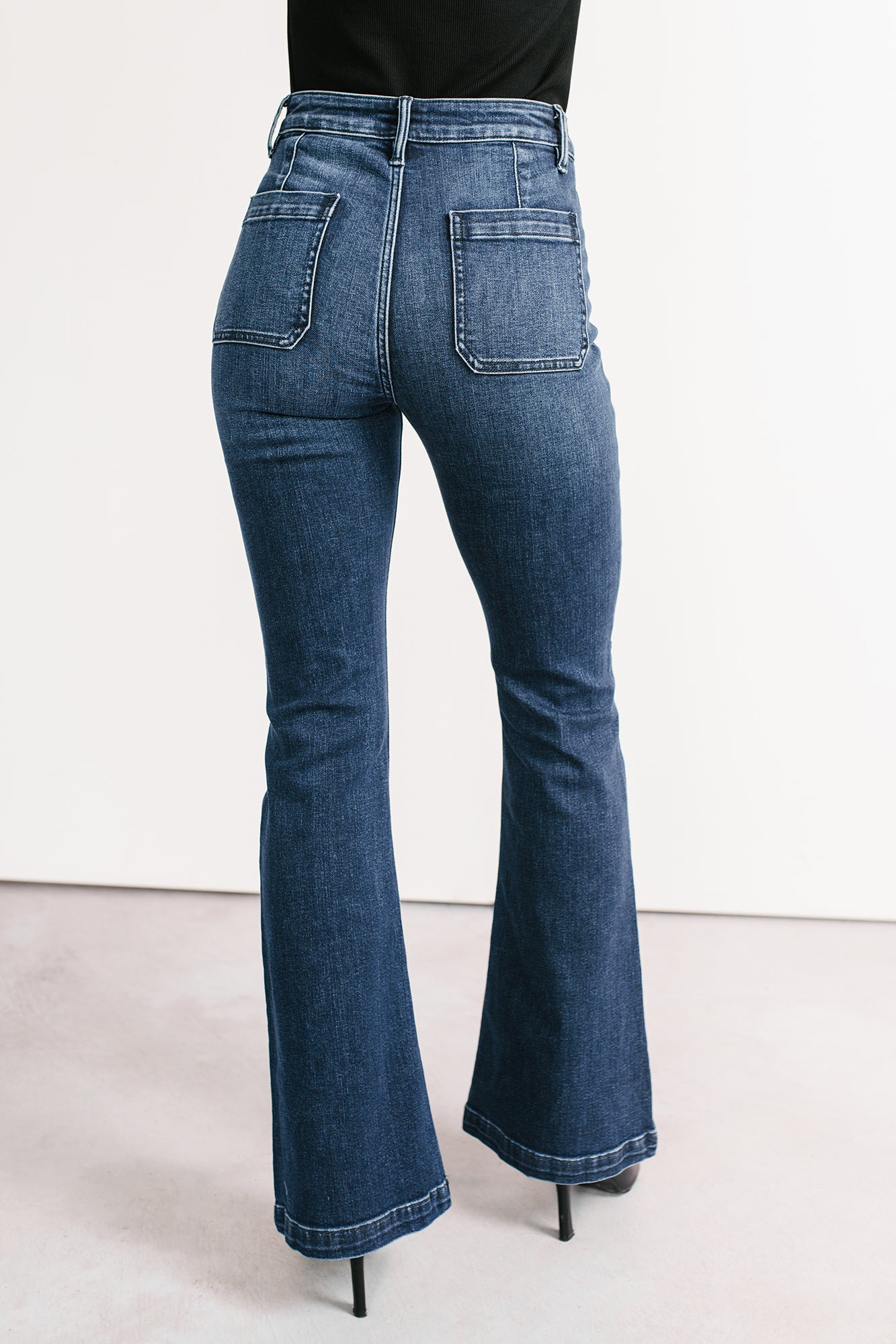 Alena Flare Sneak Peek Jeans (Medium Dark)-The Formal Wear