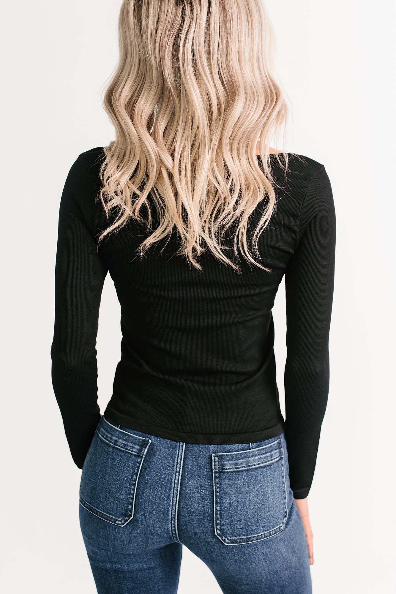 Natural Glow Scoop Neck Ribbed Top (Black)-The Formal Wear