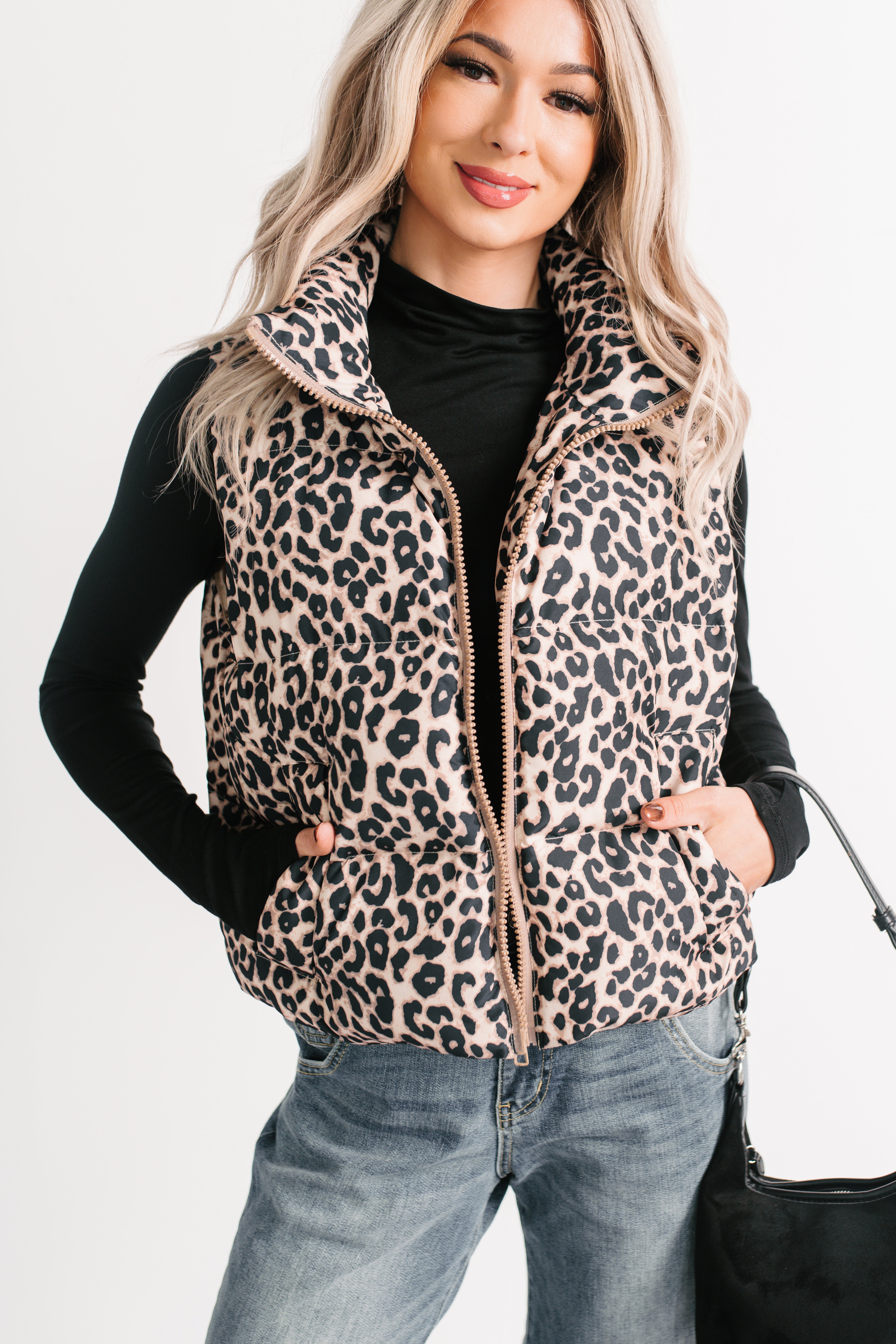 Girl Trouble Leopard Print Puffer Vest (Animal)-The Formal Wear