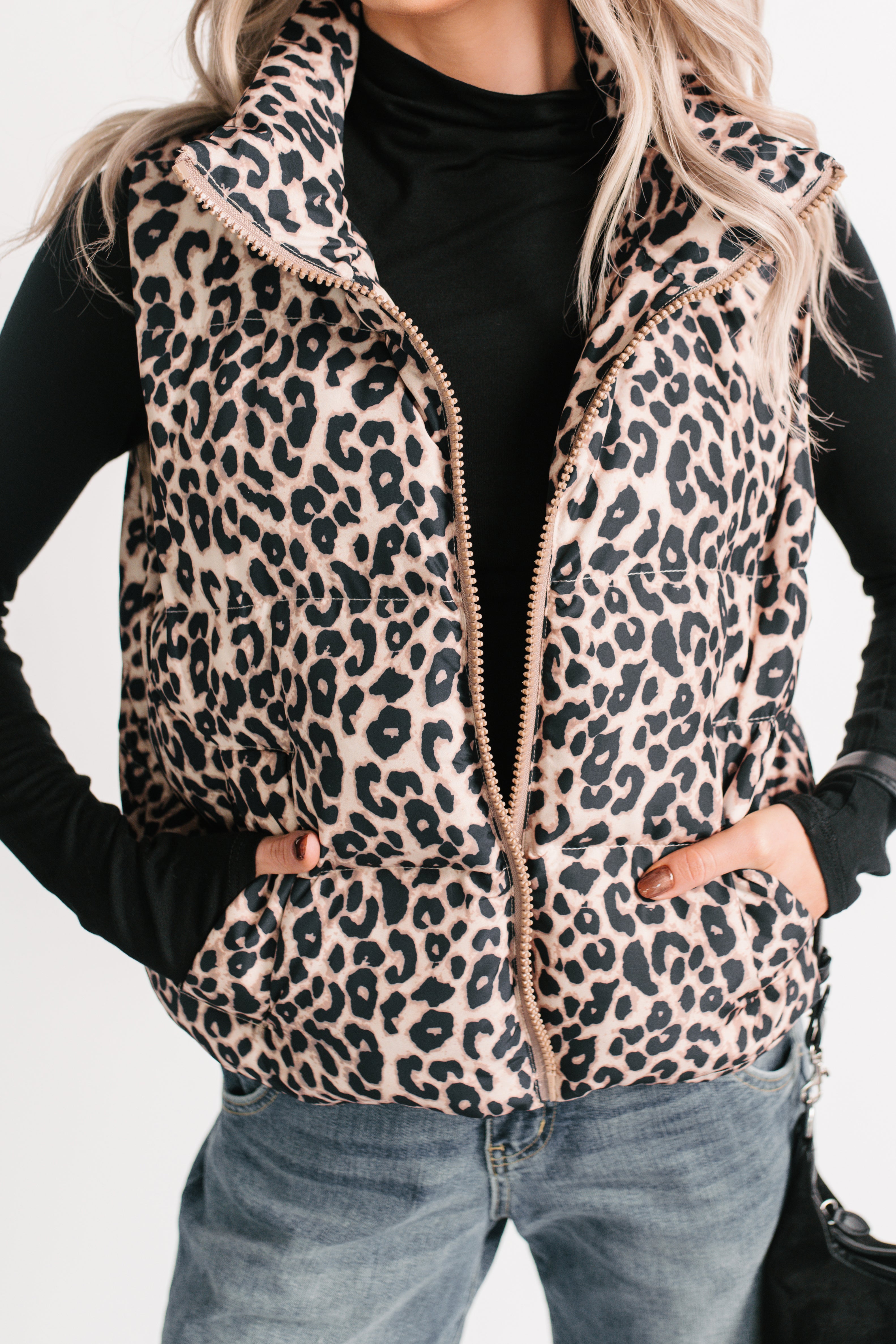 Girl Trouble Leopard Print Puffer Vest (Animal)-The Formal Wear