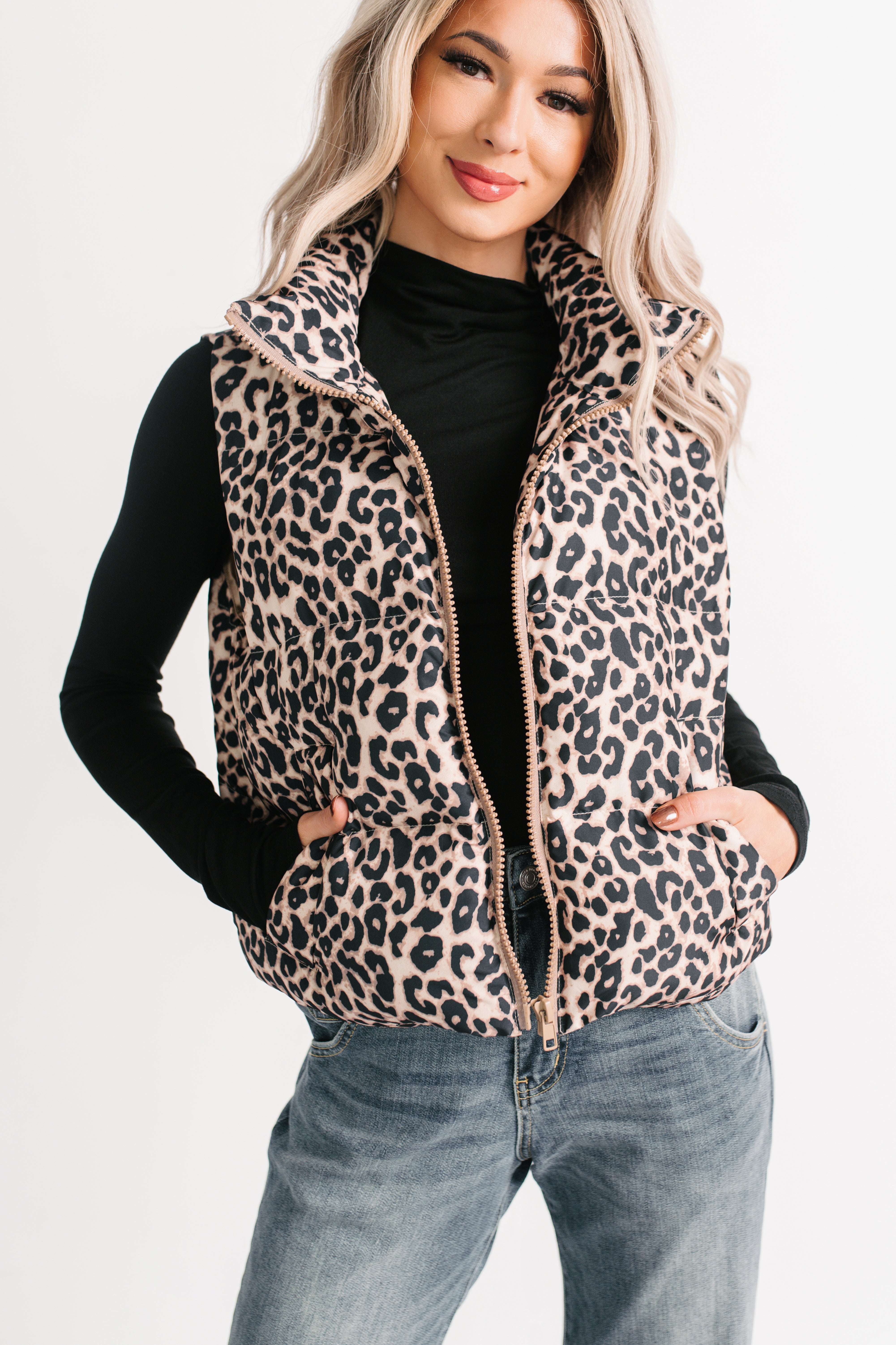 Girl Trouble Leopard Print Puffer Vest (Animal)-The Formal Wear