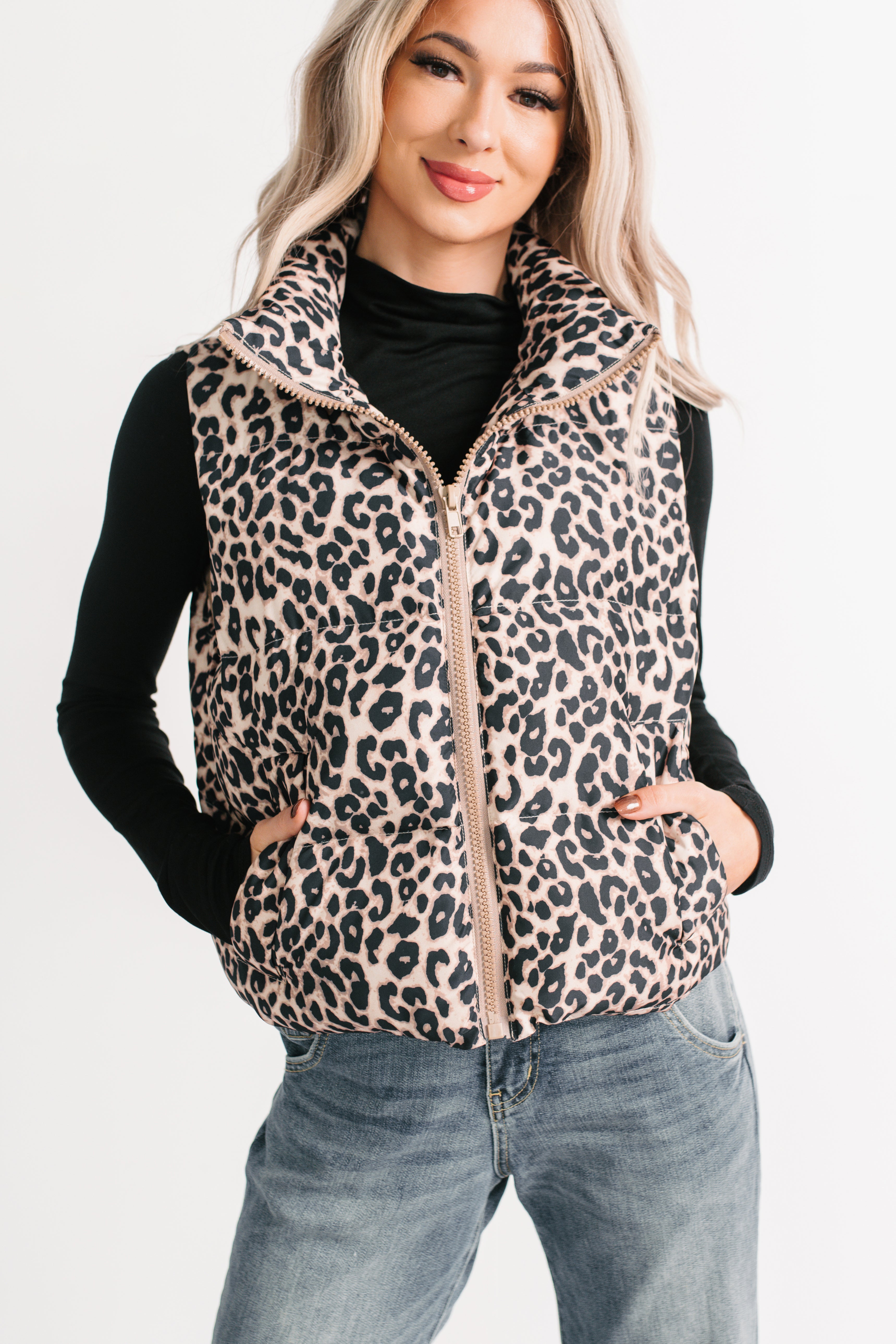 Girl Trouble Leopard Print Puffer Vest (Animal)-The Formal Wear