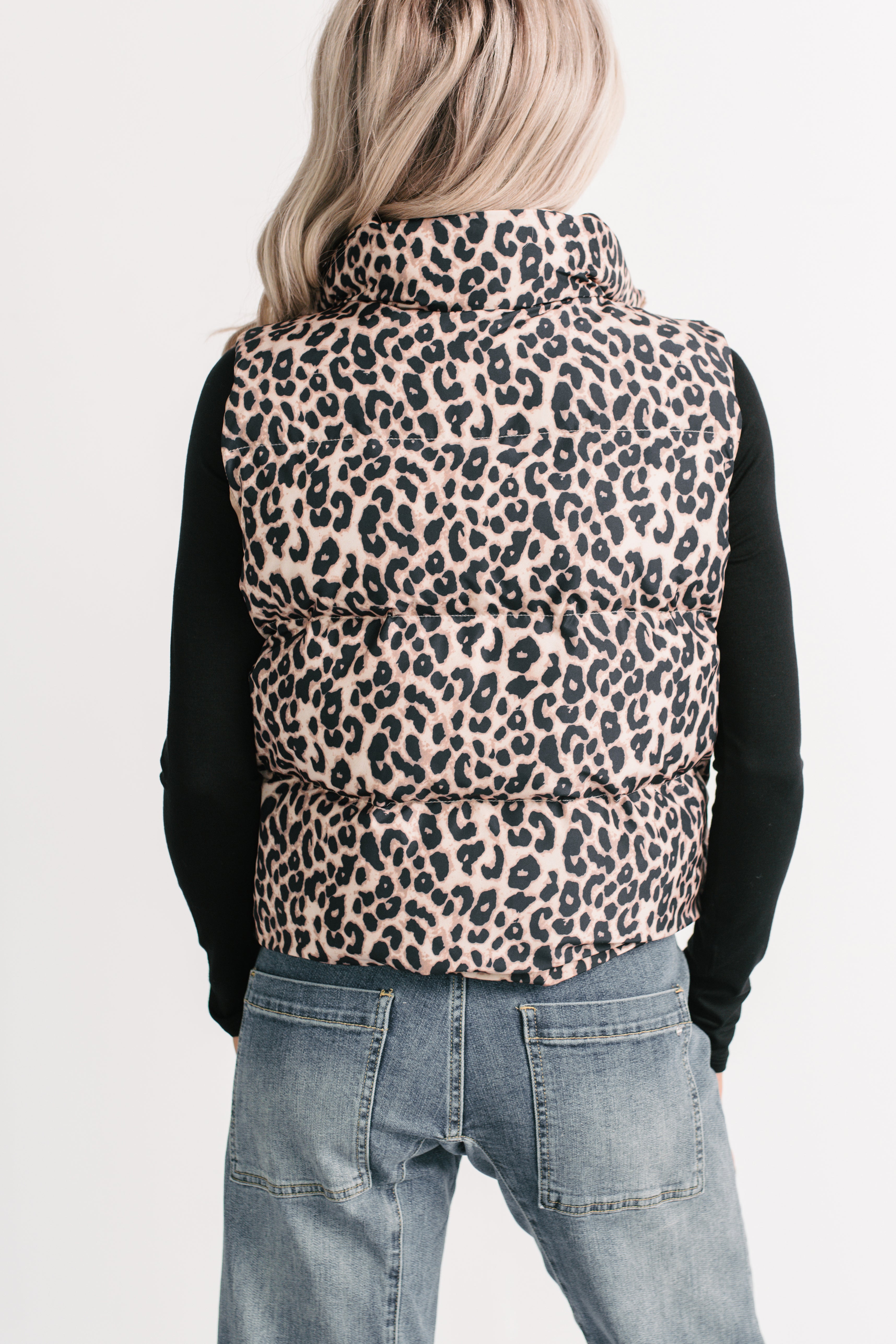 Girl Trouble Leopard Print Puffer Vest (Animal)-The Formal Wear