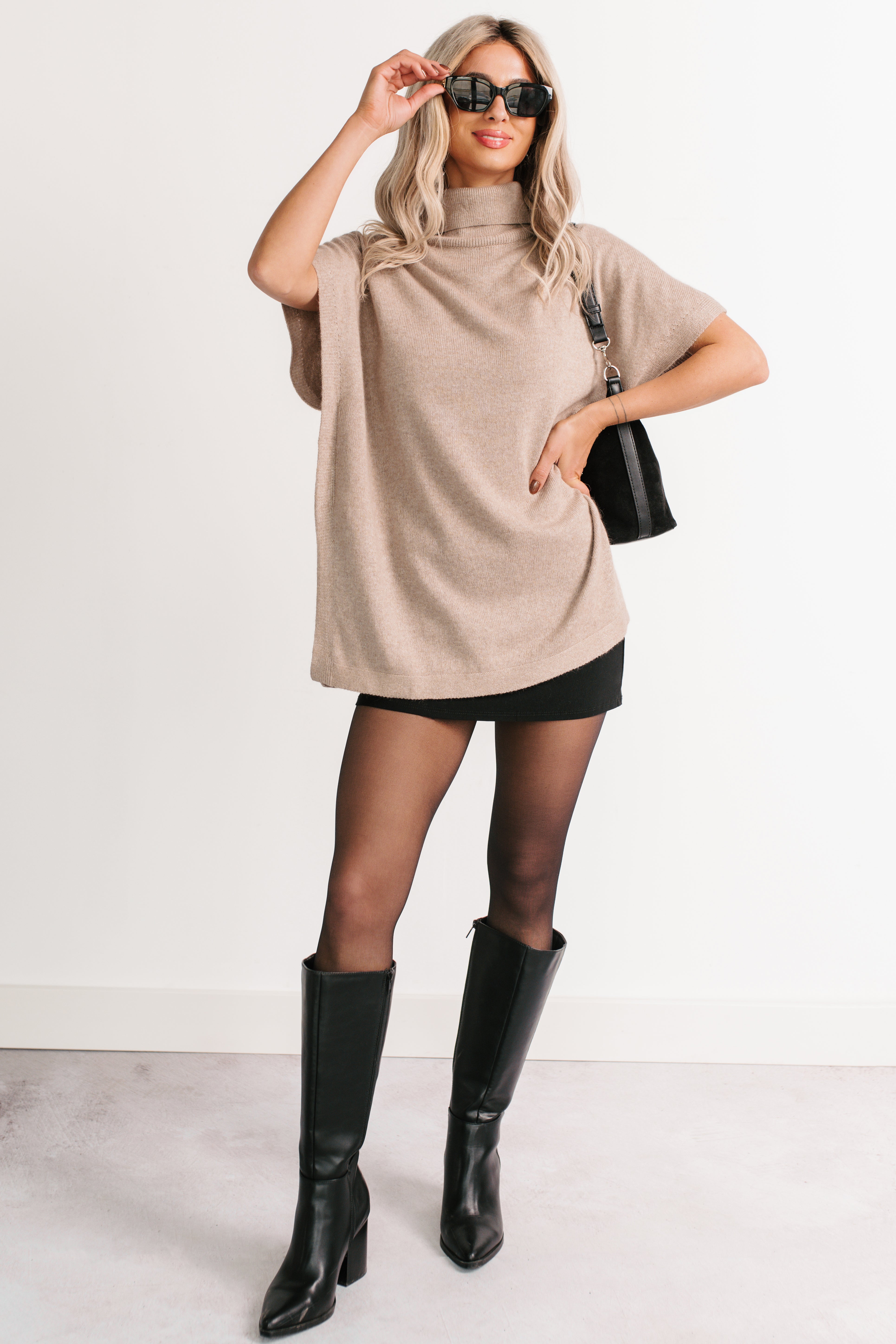 Soft Agenda Turtle Neck Oversized Top (Cappuccino)-The Formal Wear