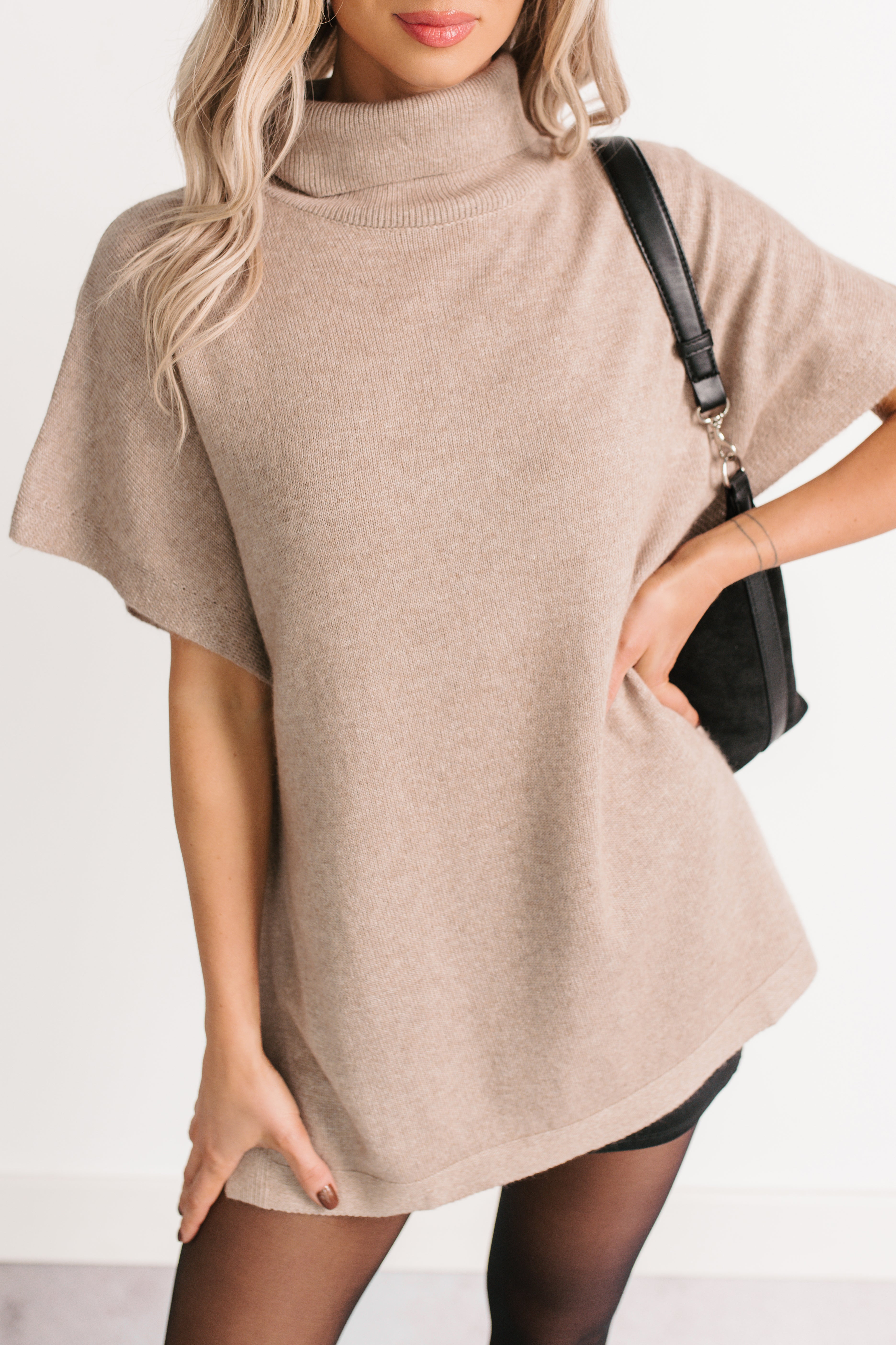Soft Agenda Turtle Neck Oversized Top (Cappuccino)-The Formal Wear
