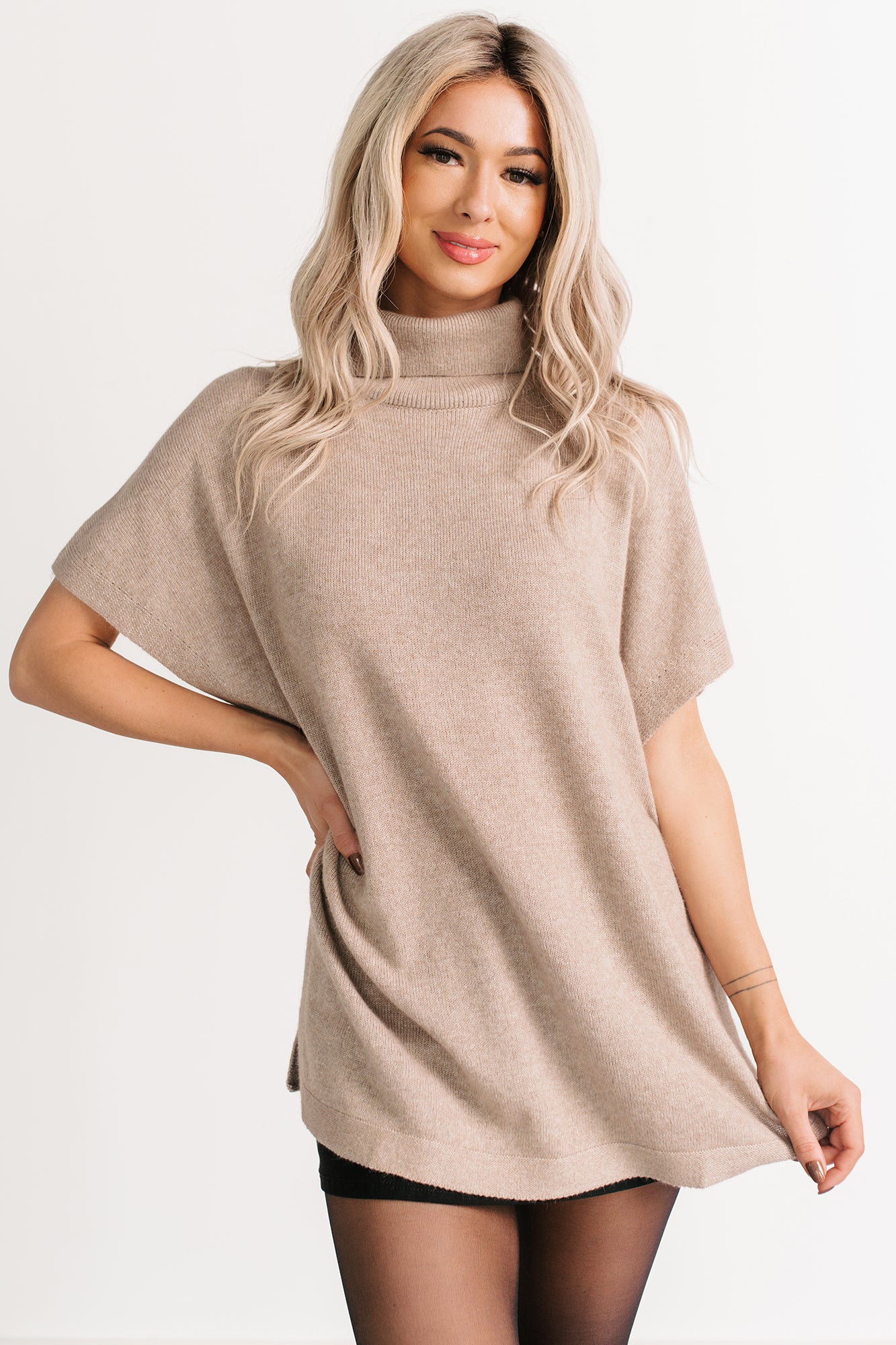 Soft Agenda Turtle Neck Oversized Top (Cappuccino)-The Formal Wear