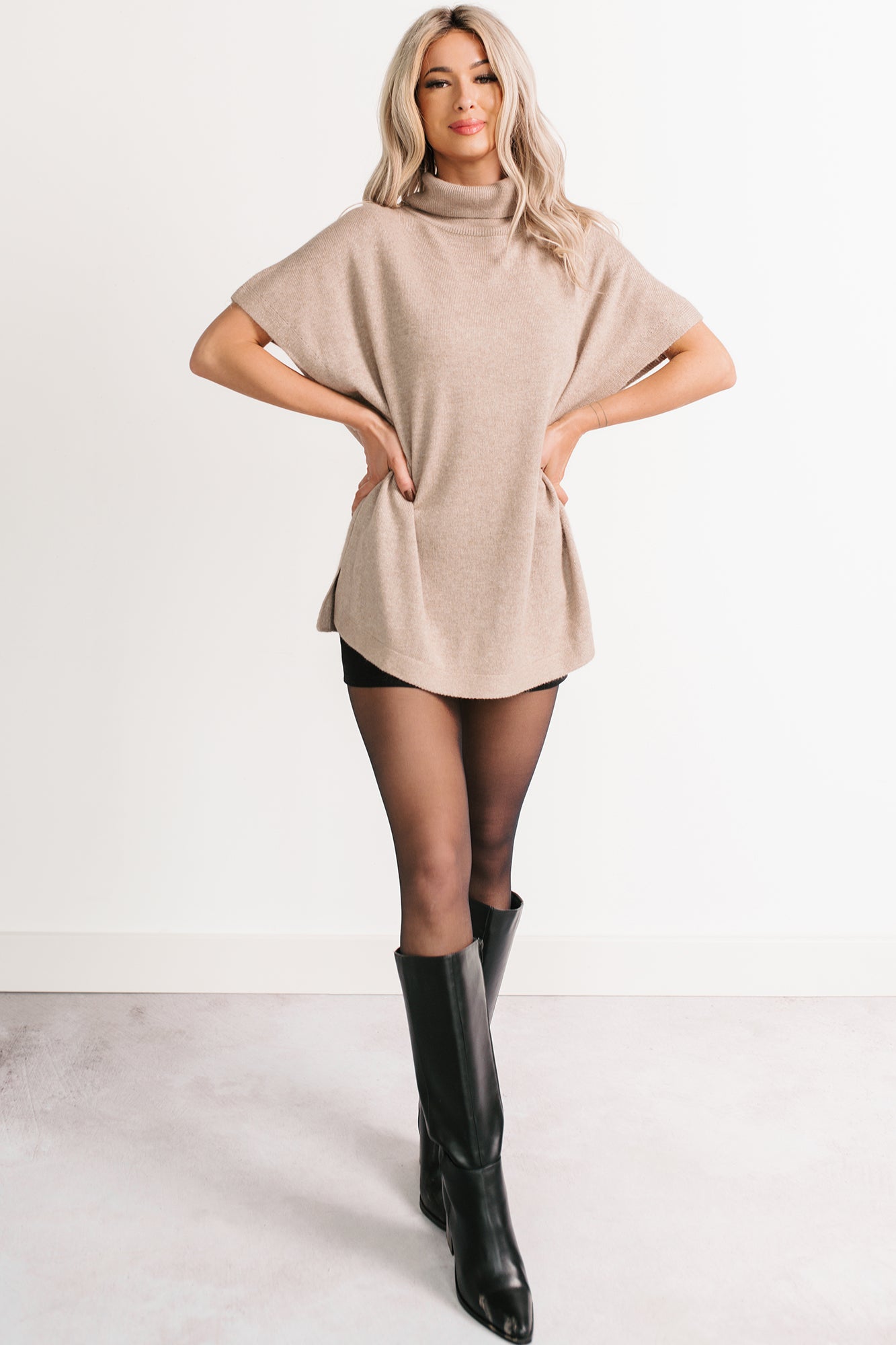 Soft Agenda Turtle Neck Oversized Top (Cappuccino)-The Formal Wear