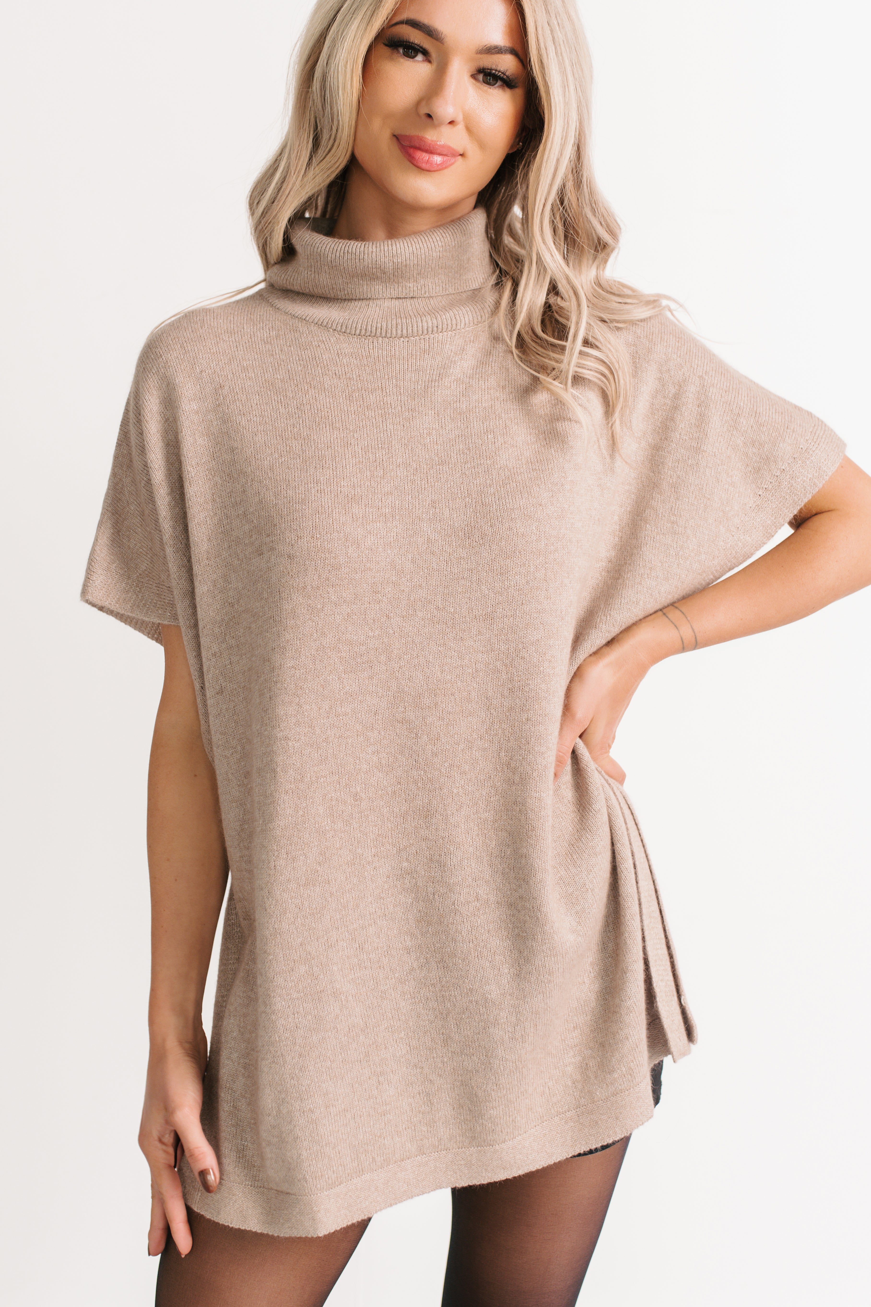 Soft Agenda Turtle Neck Oversized Top (Cappuccino)-The Formal Wear