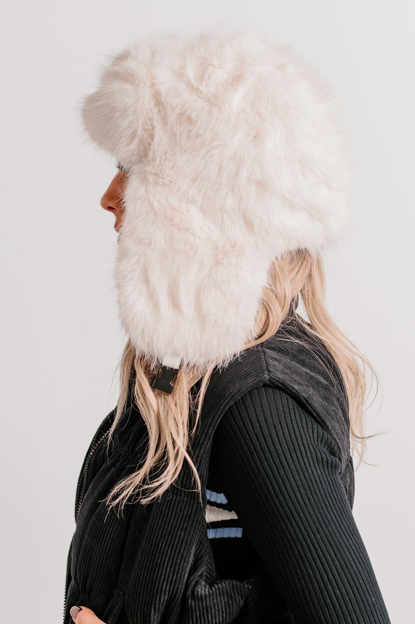 Frosty Nights Faux Fur Hooded Winter Hat (Ivory)-The Formal Wear