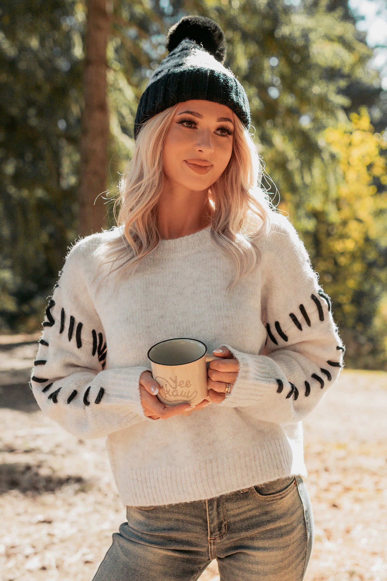 Whistling Woods Stitch Detail Sweater (Oatmeal)-The Formal Wear