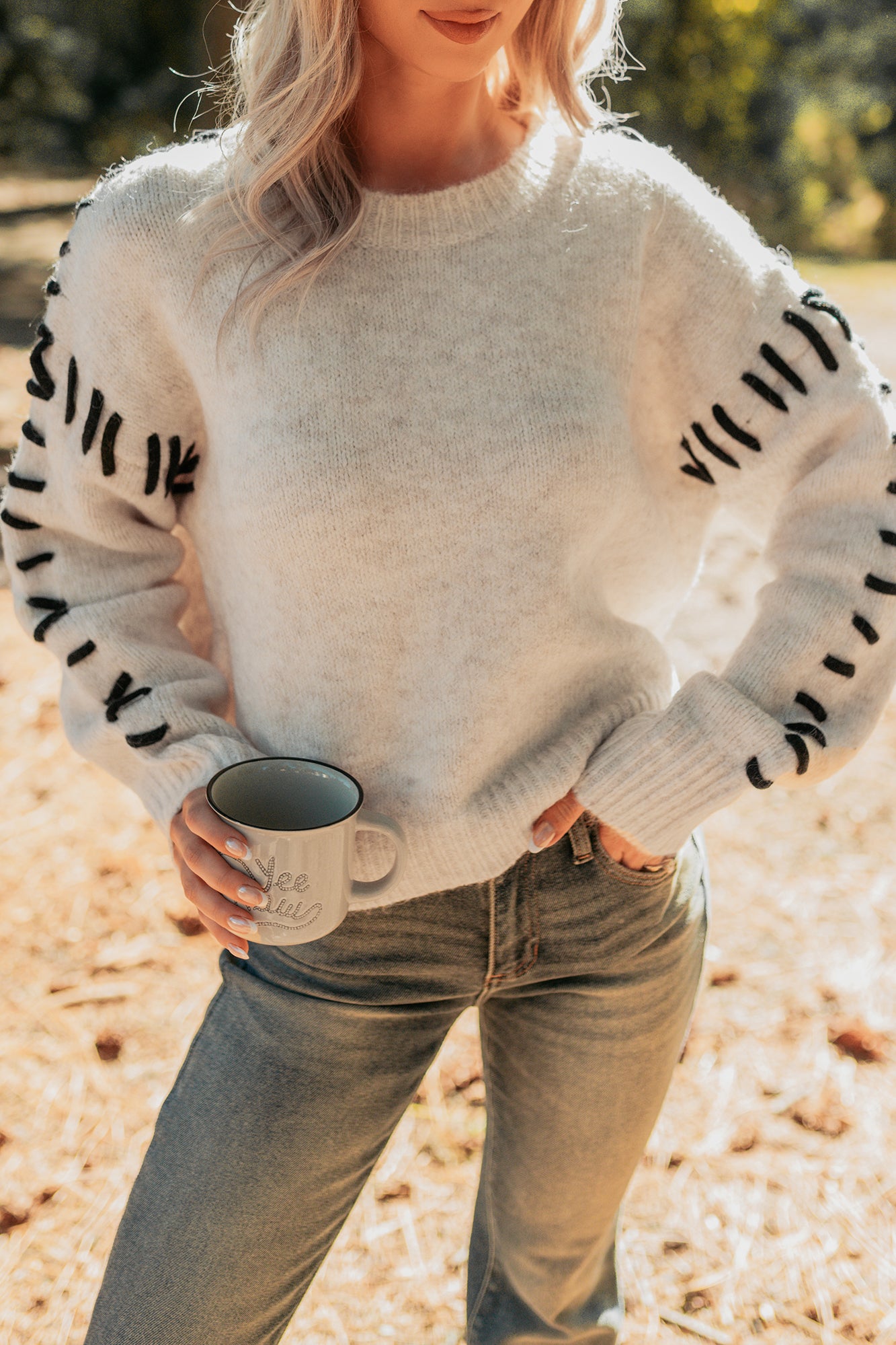 Whistling Woods Stitch Detail Sweater (Oatmeal)-The Formal Wear