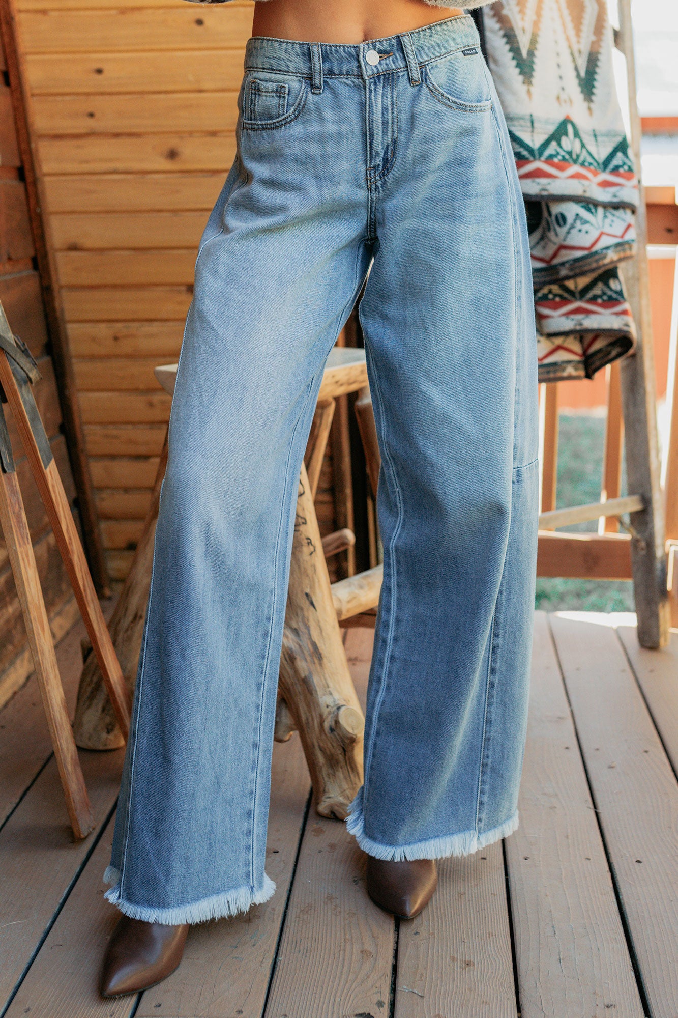 Bradley Mid Rise Wide Leg Cello Jeans (Medium)-The Formal Wear