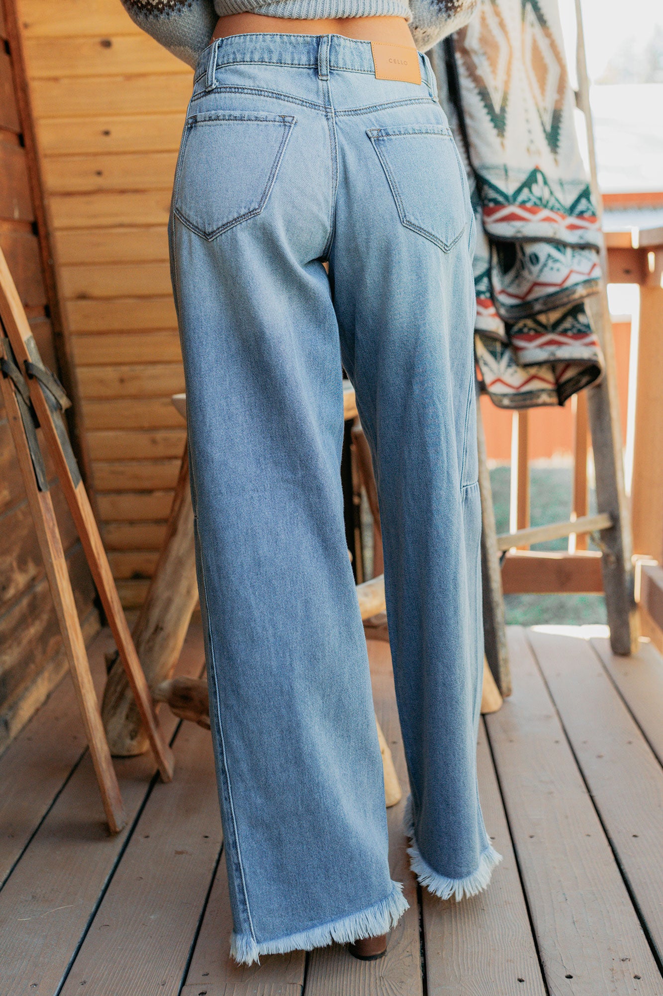 Bradley Mid Rise Wide Leg Cello Jeans (Medium)-The Formal Wear