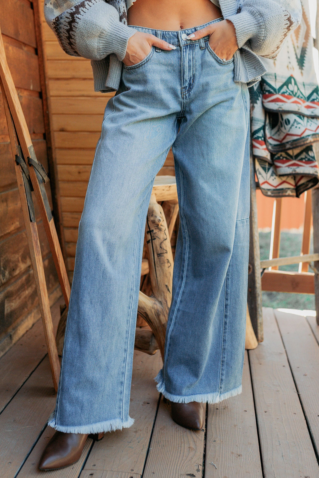 Bradley Mid Rise Wide Leg Cello Jeans (Medium)-The Formal Wear