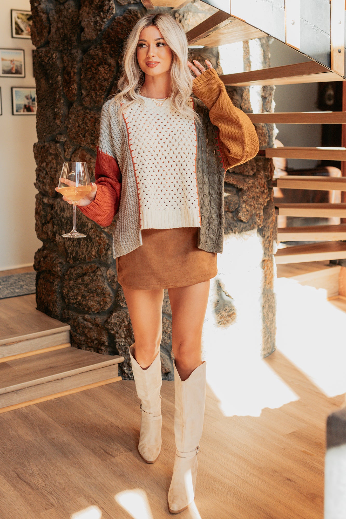 Gave It All Faux Suede Mini Skort (Camel)-The Formal Wear