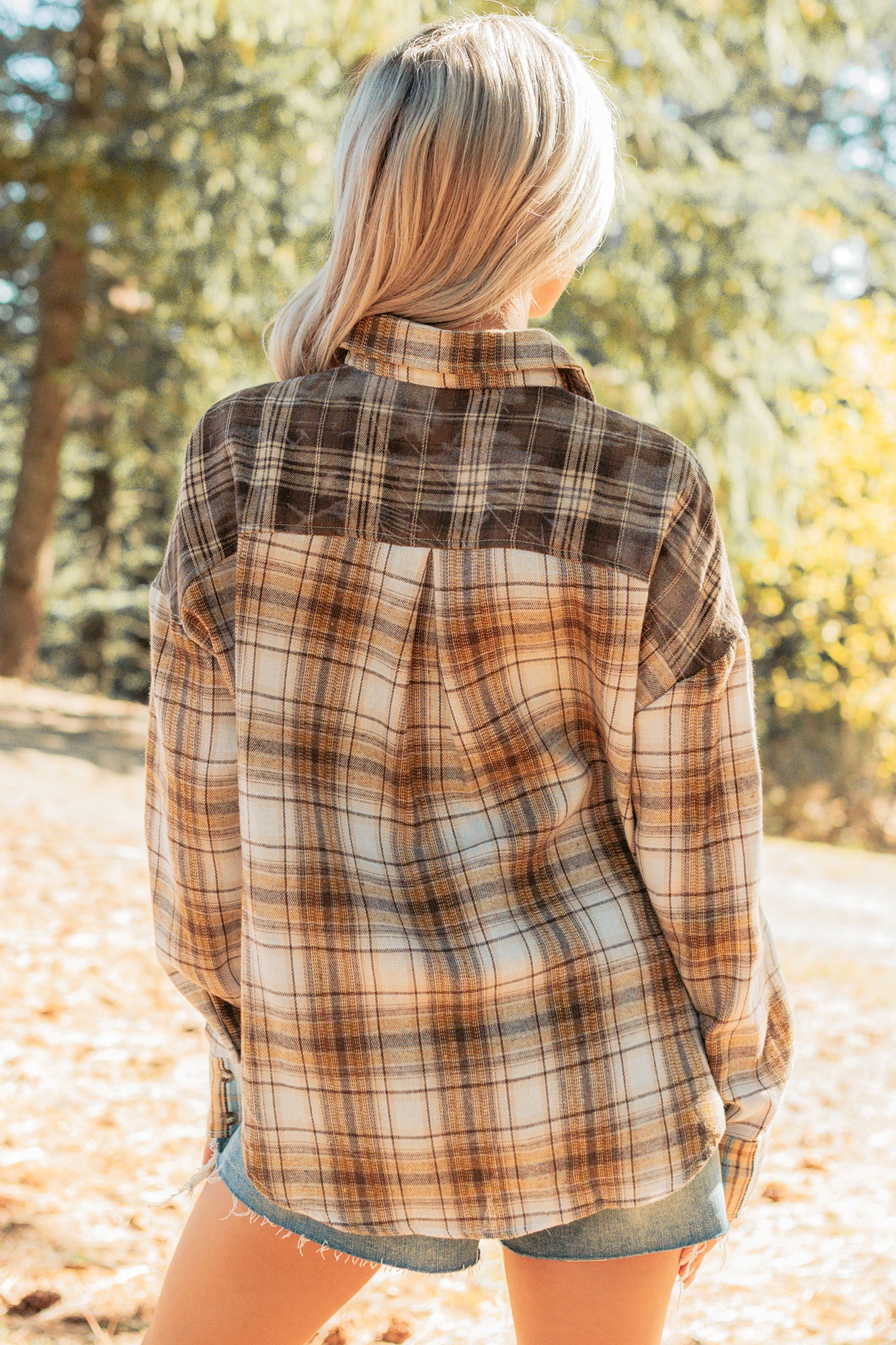 Hold Me To It Plaid Flannel Shacket (Taupe Mix)-The Formal Wear