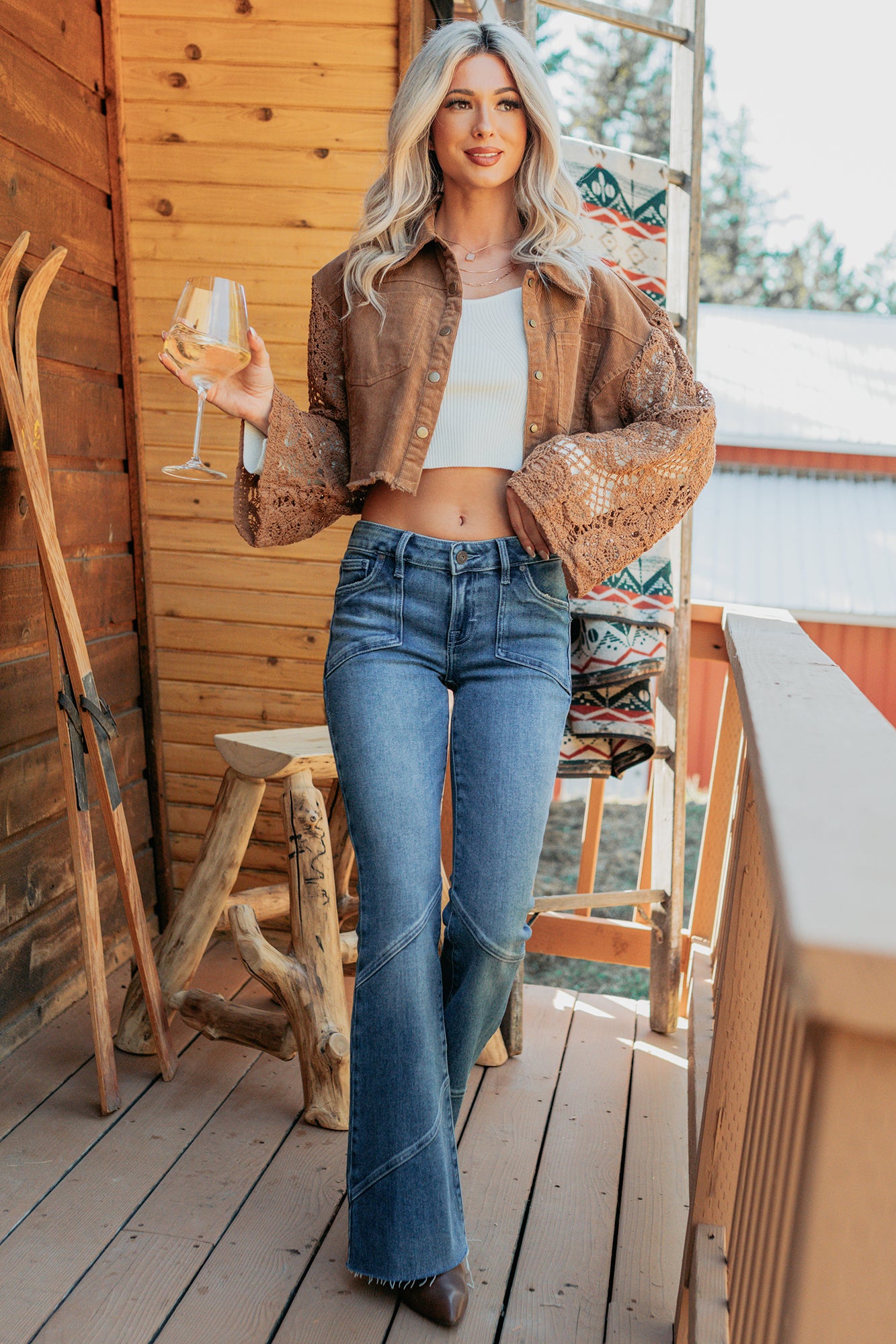 Off The Record Corduroy Floral Sleeve Jacket (Camel)-The Formal Wear