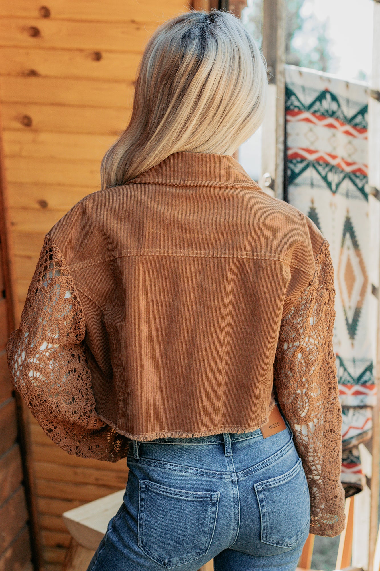 Off The Record Corduroy Floral Sleeve Jacket (Camel)-The Formal Wear