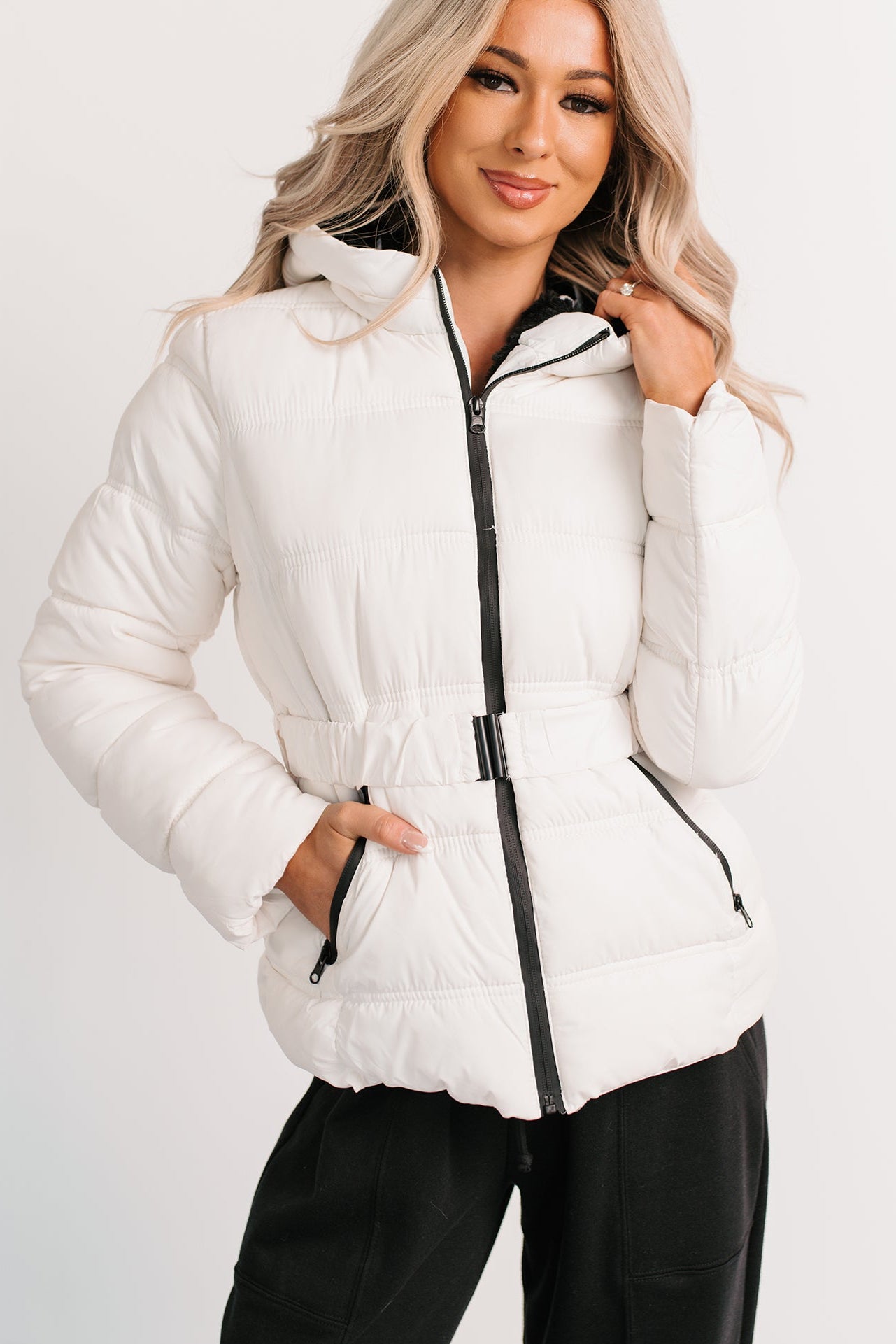 Nothing But Chic Quilted Puffer Coat (Off White)-The Formal Wear
