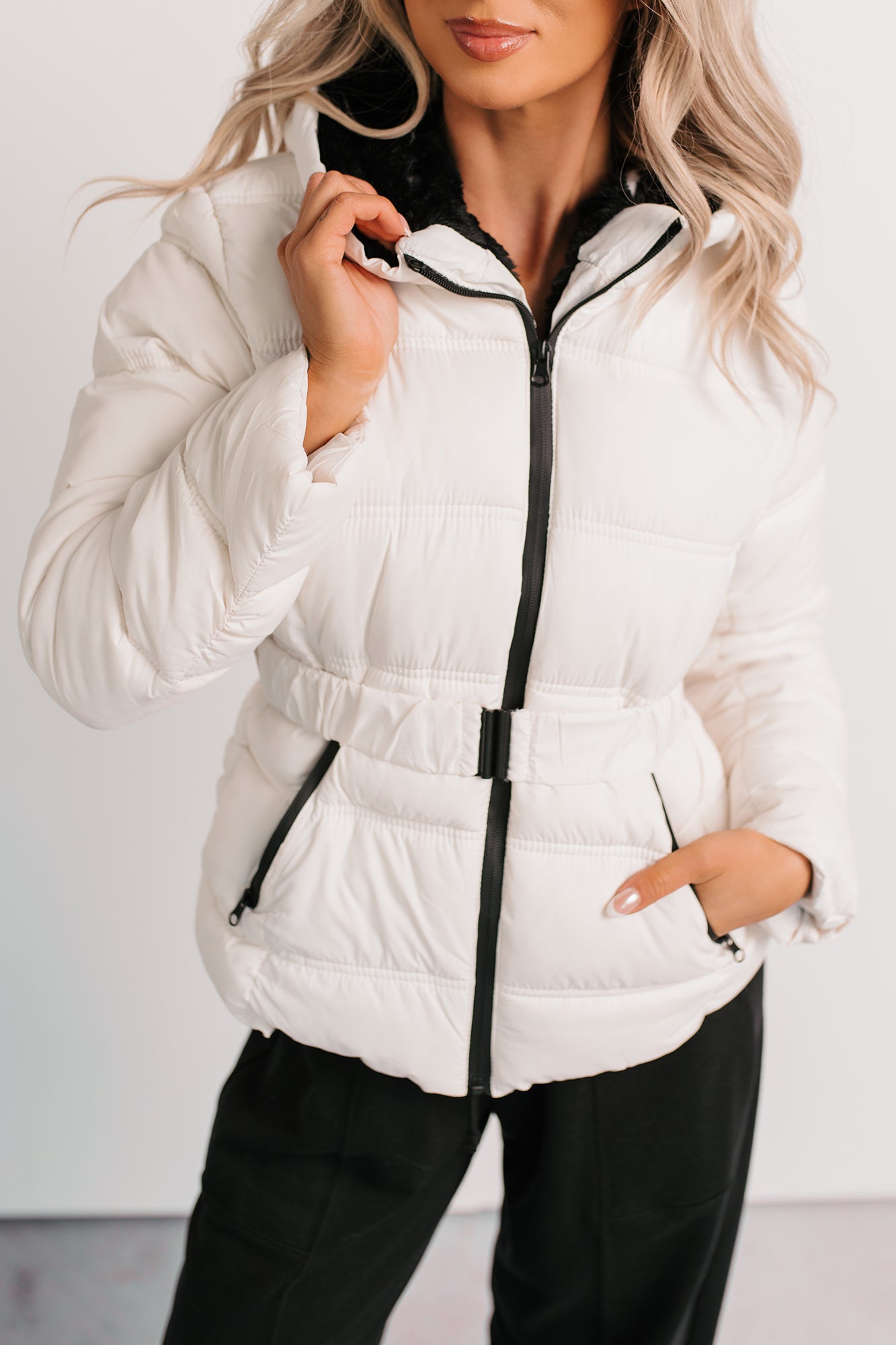 Nothing But Chic Quilted Puffer Coat (Off White)-The Formal Wear