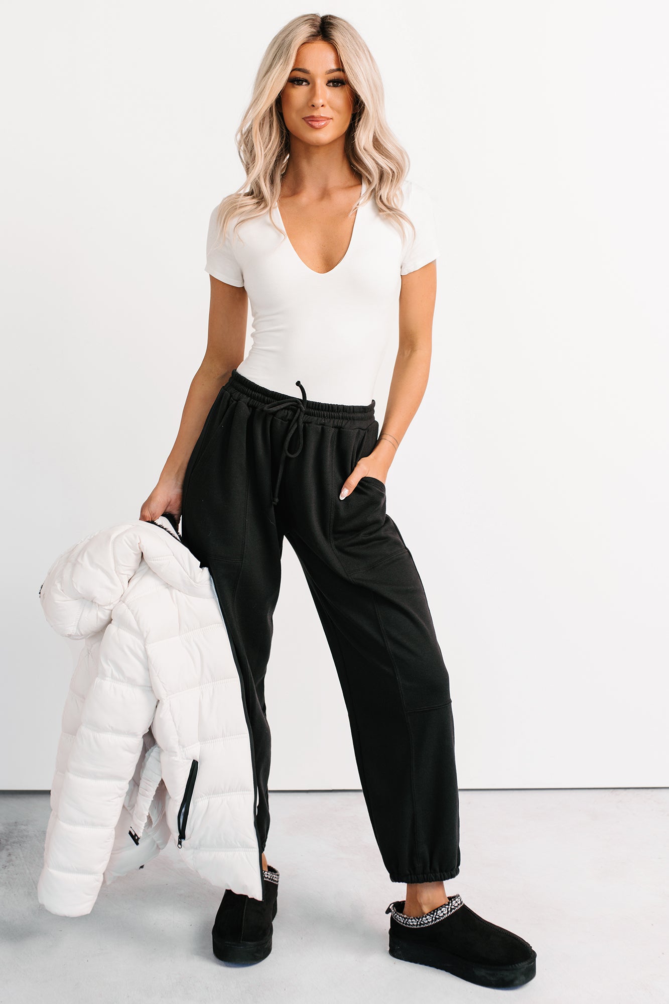Casual Darling High Rise Jogger Sweatpants (Black)-The Formal Wear