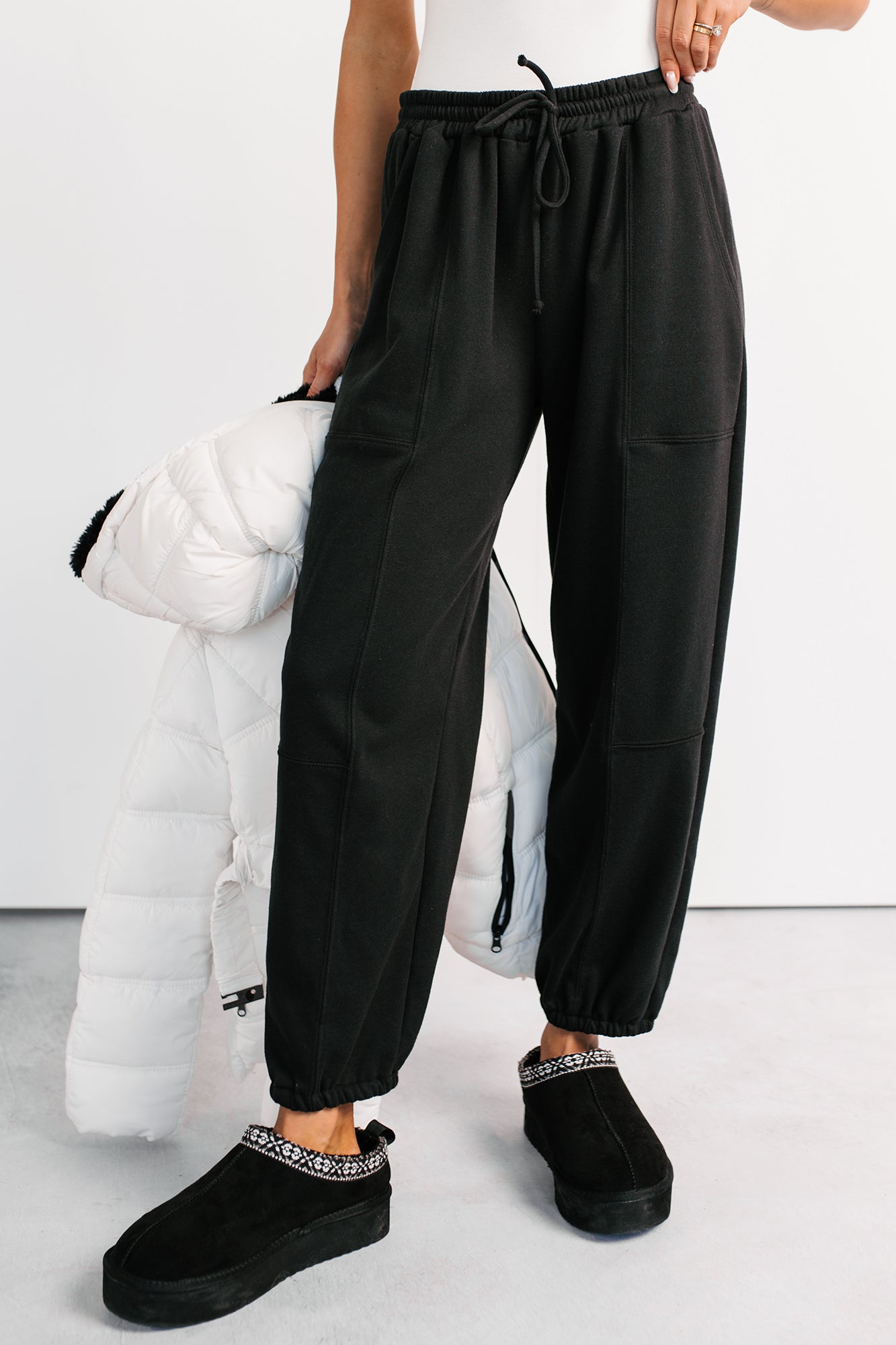 Casual Darling High Rise Jogger Sweatpants (Black)-The Formal Wear